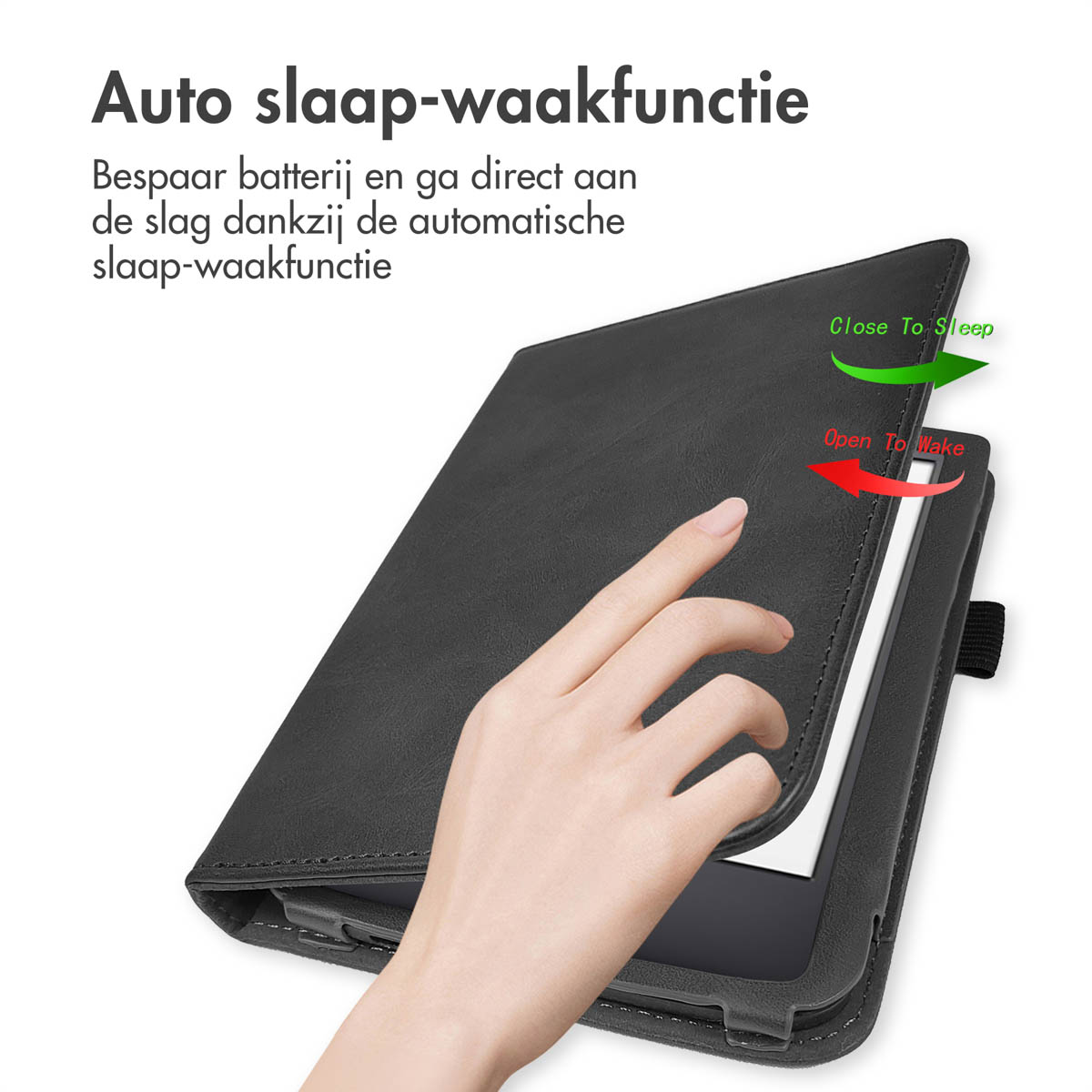 IMOSHION Stand Bookcase Sleepcover met strap geschikt voor Amazon Kindle (2022) 11th gen/Amazon Kindle (2024) Beschermhoes