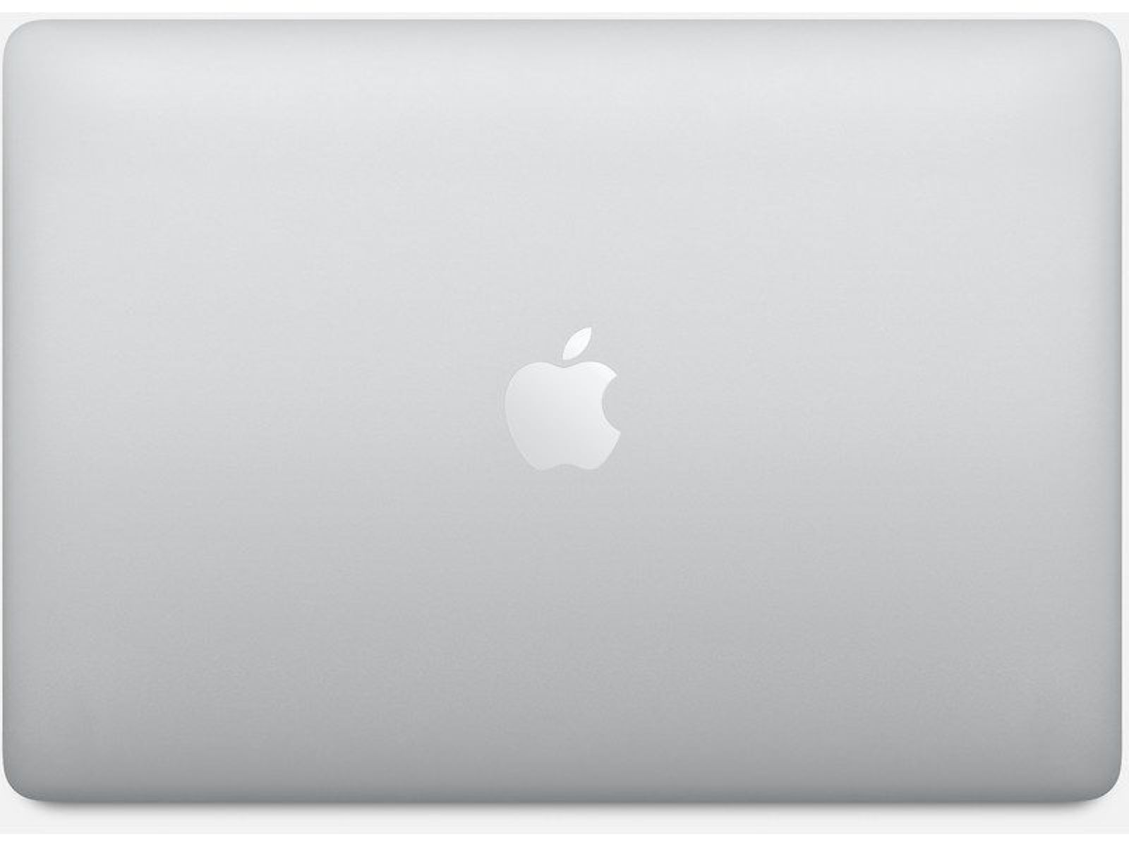 Een zilveren Apple laptop, gesloten, met het Apple logo gecentreerd.