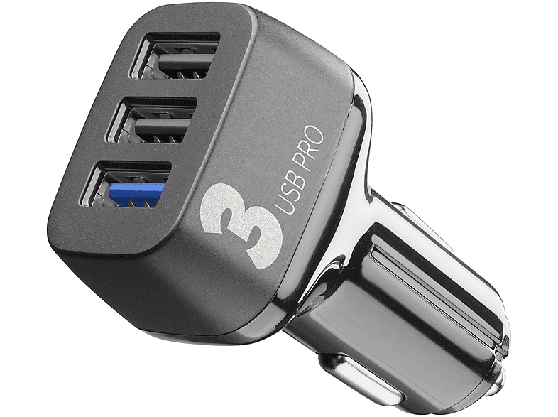 CELLULARLINE 61395 CBRUSB3 3X USB CHARGER42W Ladegerät Apple, Samsung, Huawei und andere Smartphones und Tablets, Schwarz