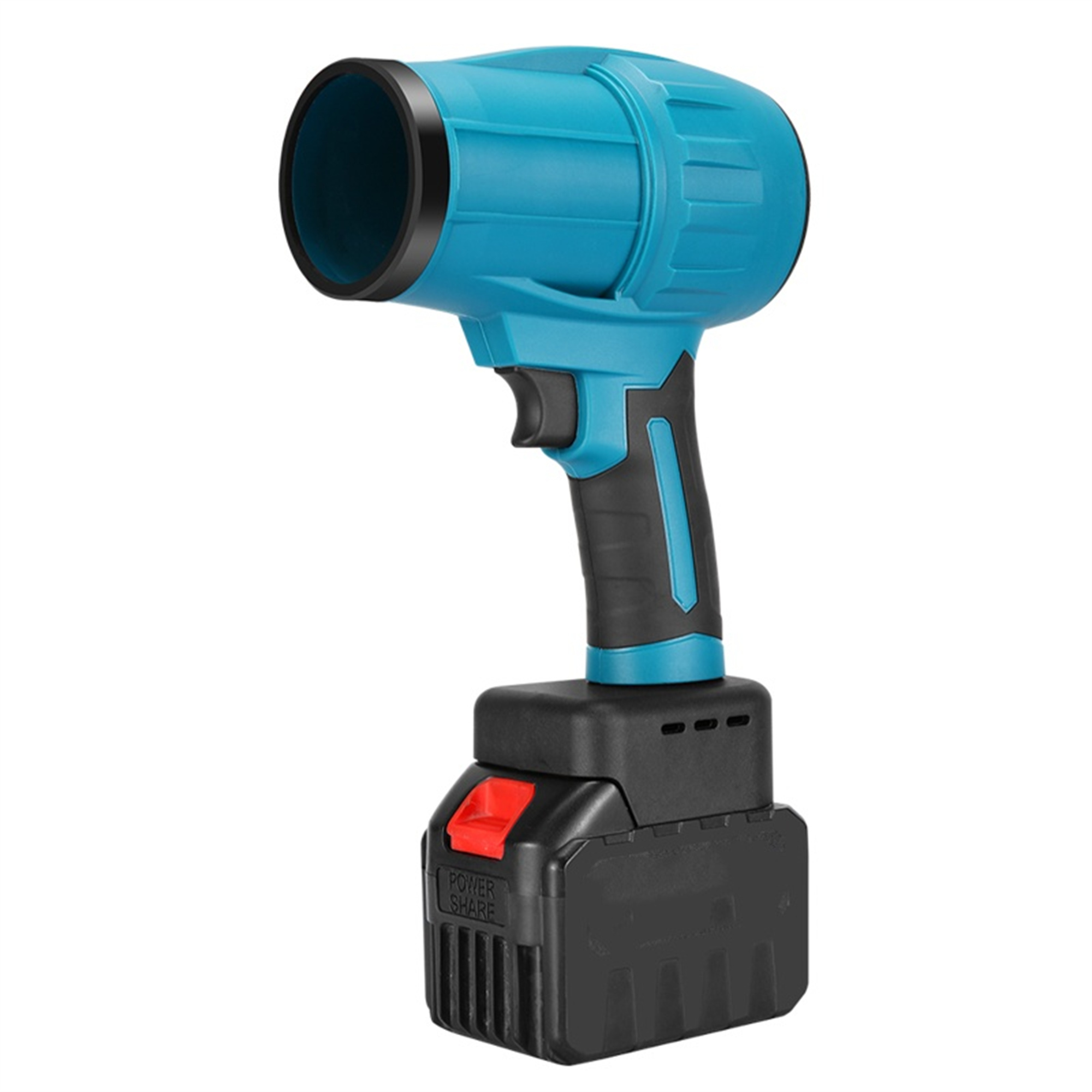 Blau-schwarzer Hand-Scheinwerfer mit Akkupack.