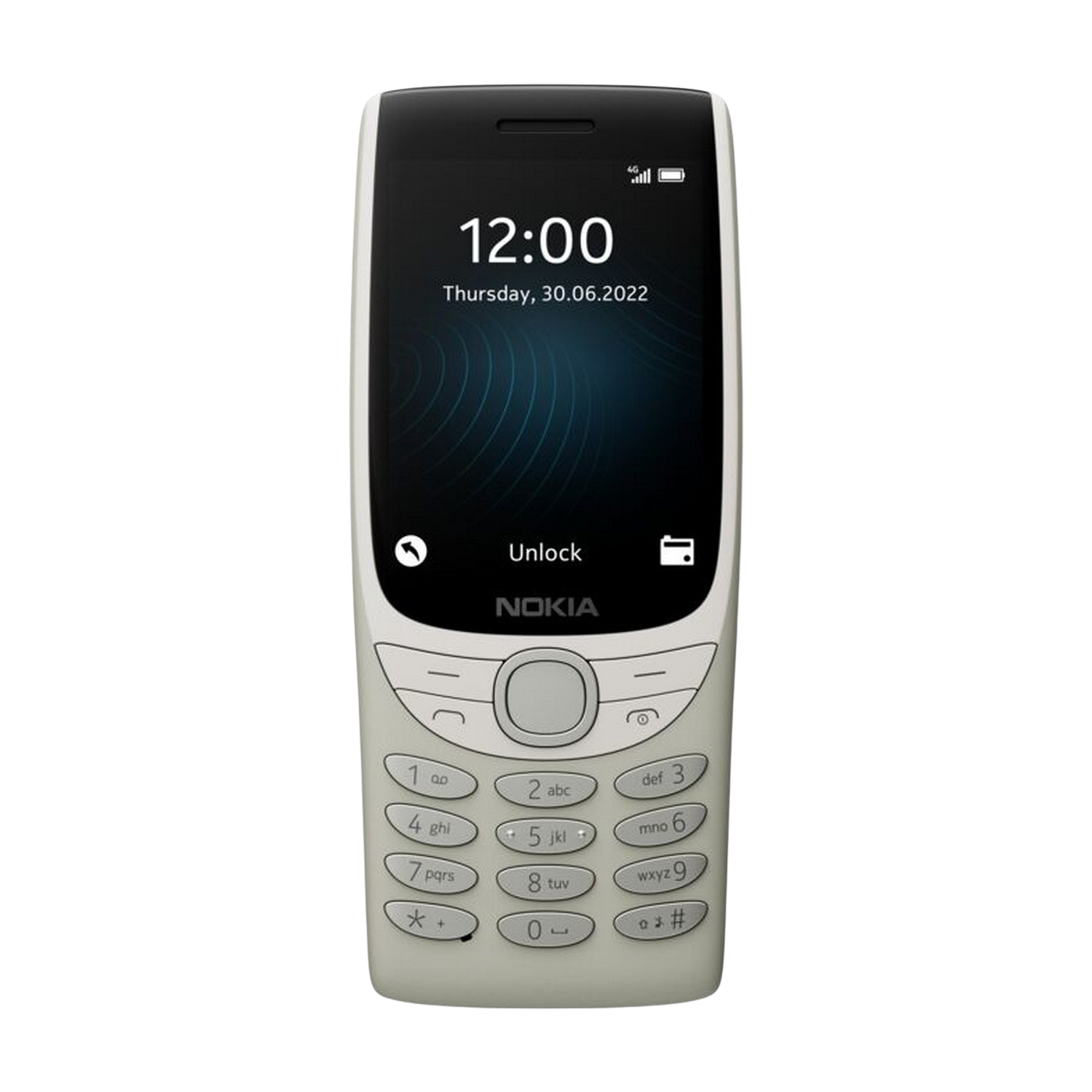 Telefono Nokia che mostra le 12:00, Giovedì 30.06.2022, con interfaccia semplice e marchio Nokia.