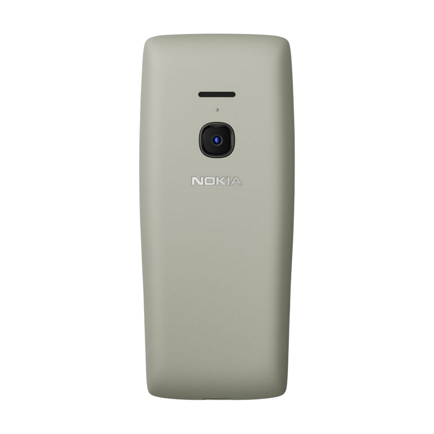 Telefono Nokia beige. Dotato di fotocamera frontale e logo Nokia.
