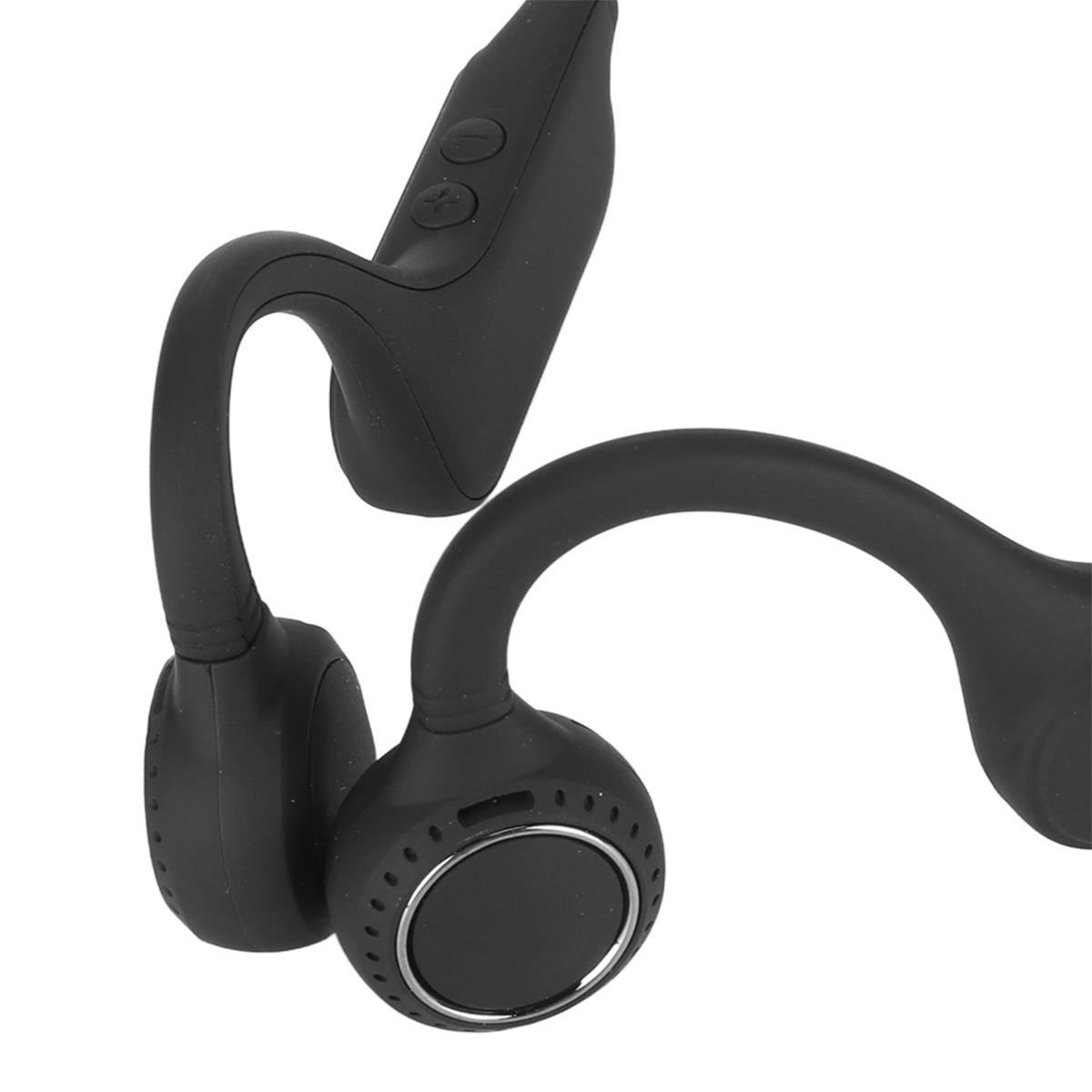 Schwarze Over-Ear-Kopfhörer mit rundem Logo auf der Ohrmuschel, vor weißem Hintergrund.
