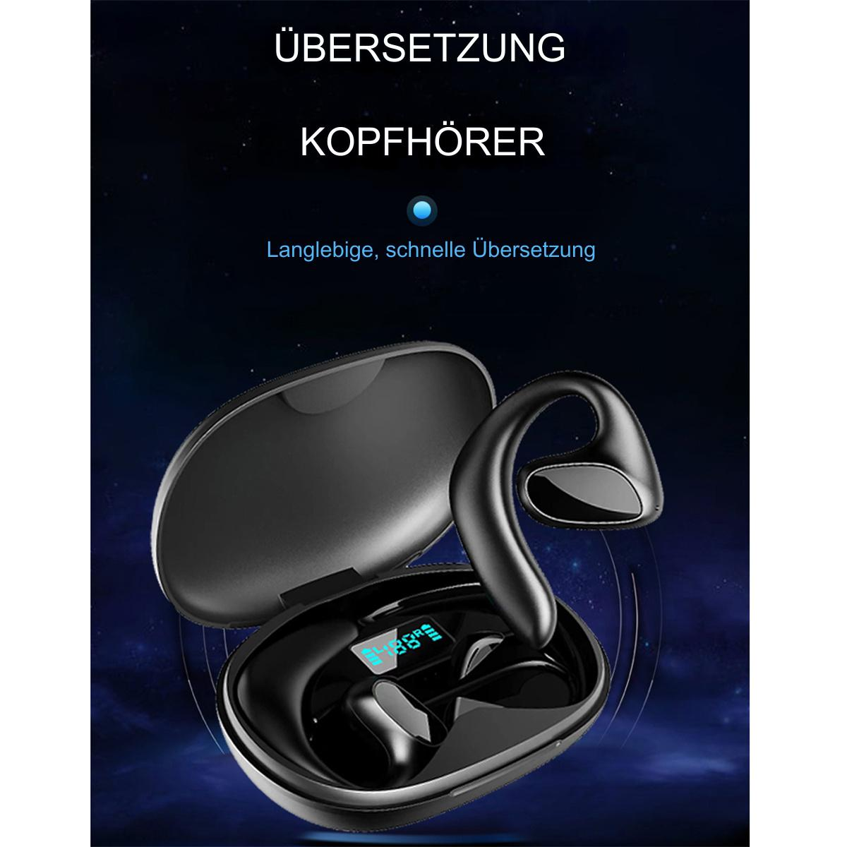 Schwarzes Headset in einem Etui, mit Text oben.
