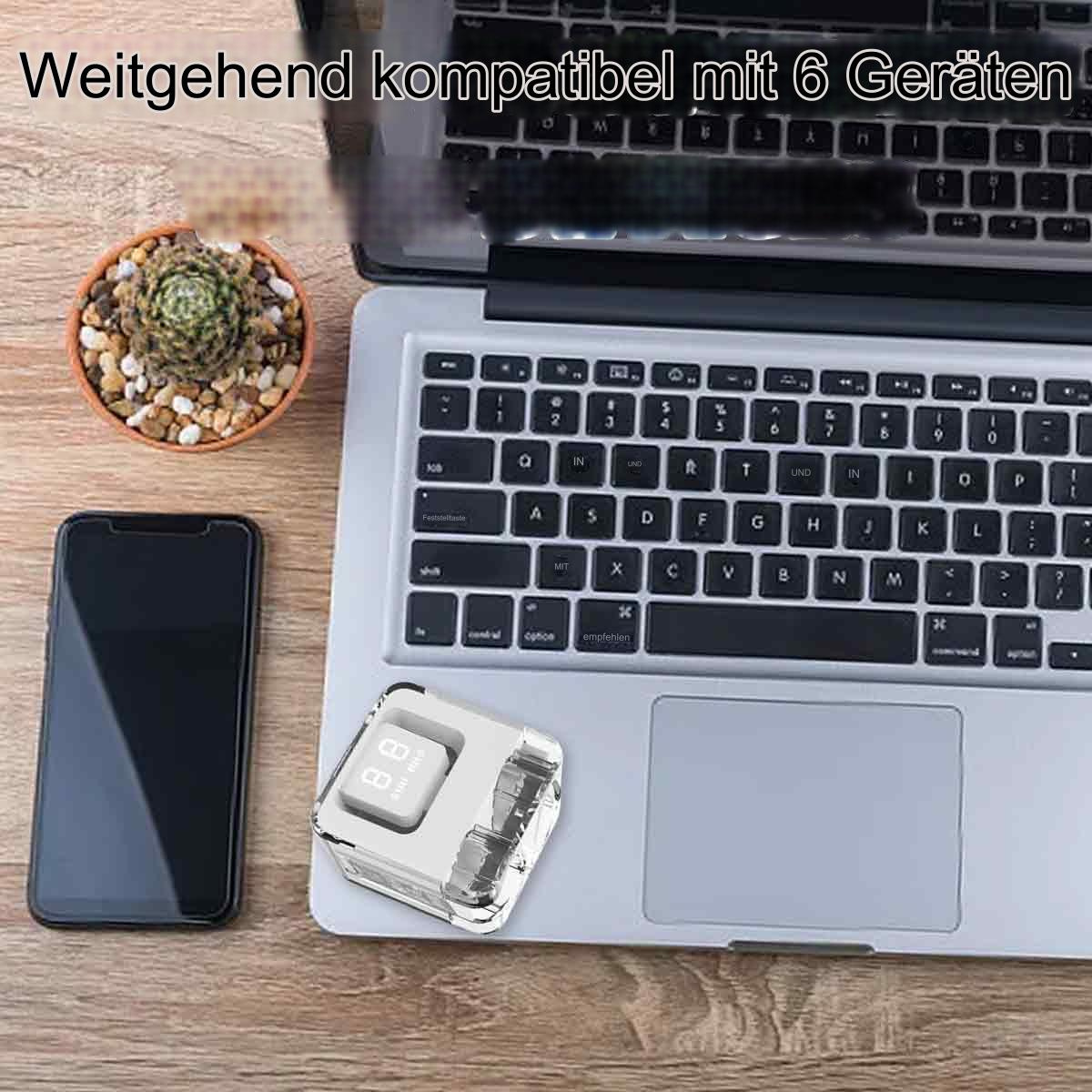 Schwarz-Weiß-Bild eines tragbaren Ventilators mit kleinem Flügel und Abmessungen.