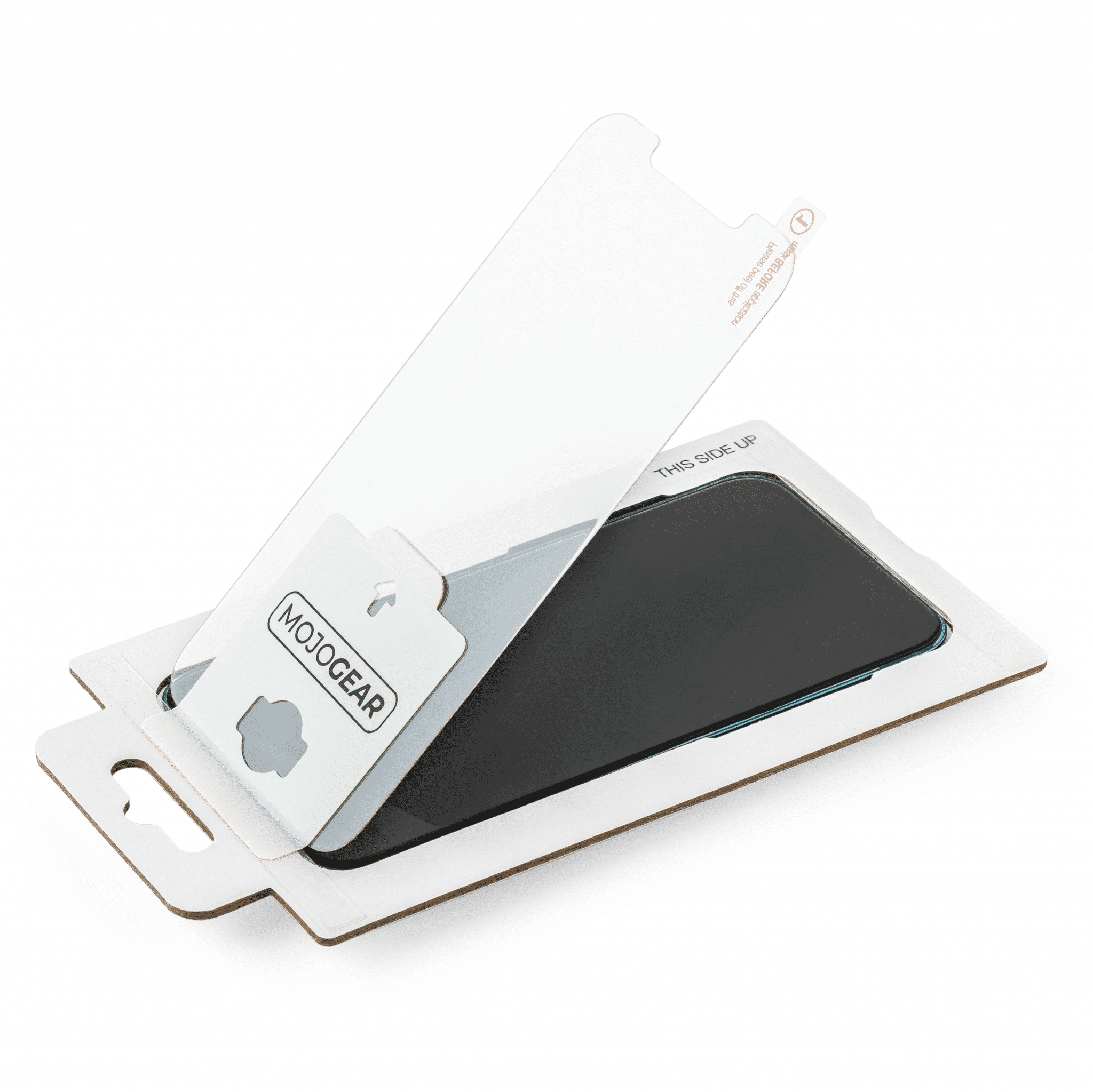 A phone screen protector and applicator kit in a cardboard package.