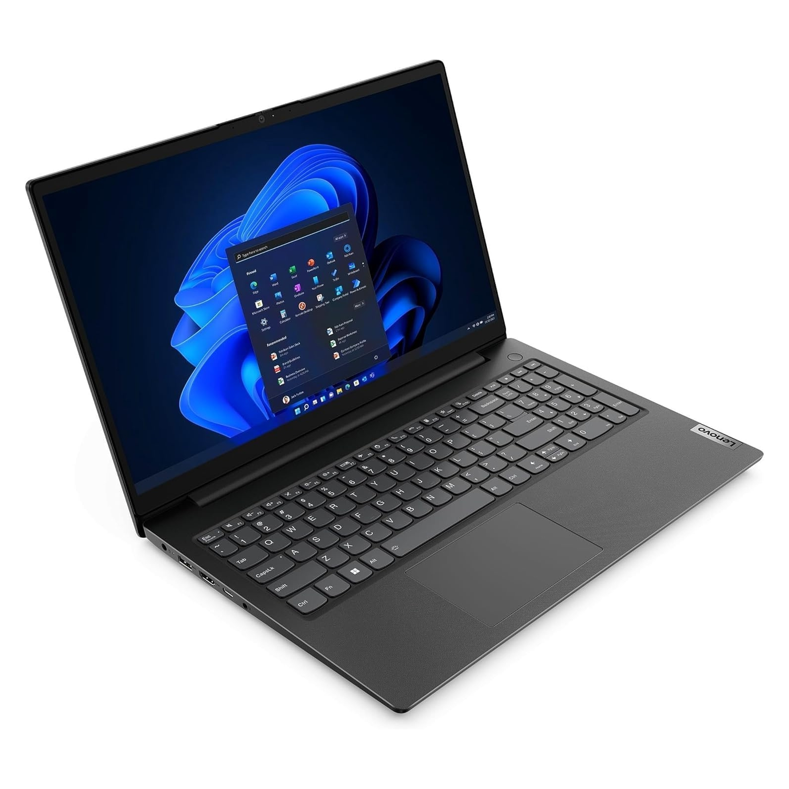 Un laptop nero con tastiera e uno schermo che mostra un'interfaccia Windows.