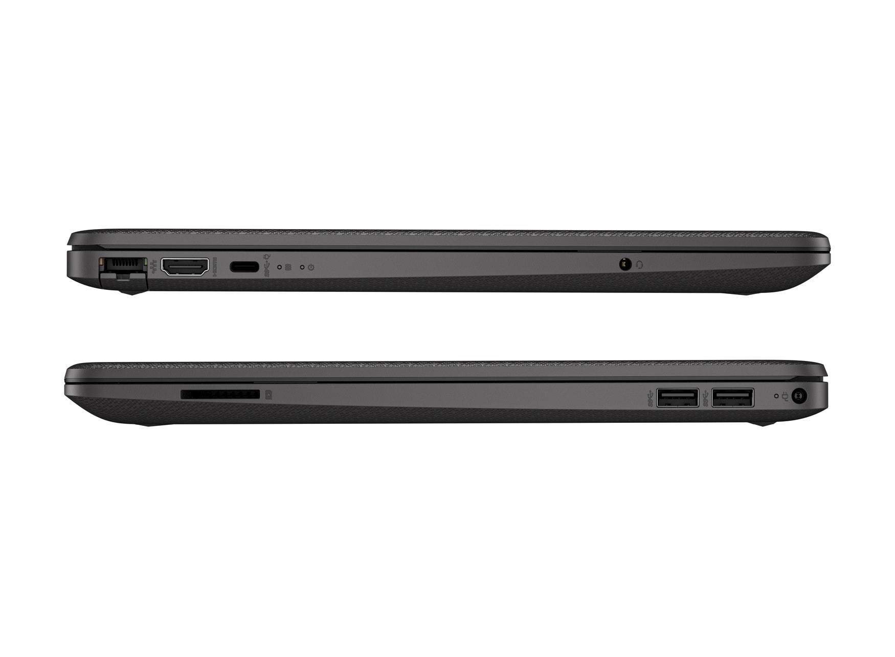 Profilo laterale di un laptop che mostra porte e funzionalità.