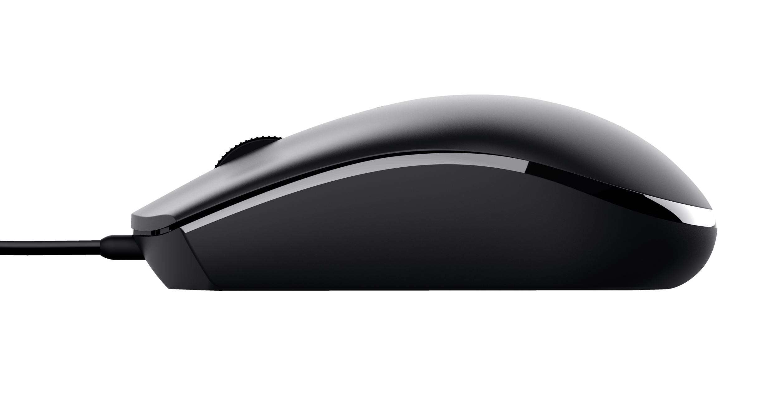 Un mouse trackball blu e nero con pulsanti personalizzabili.