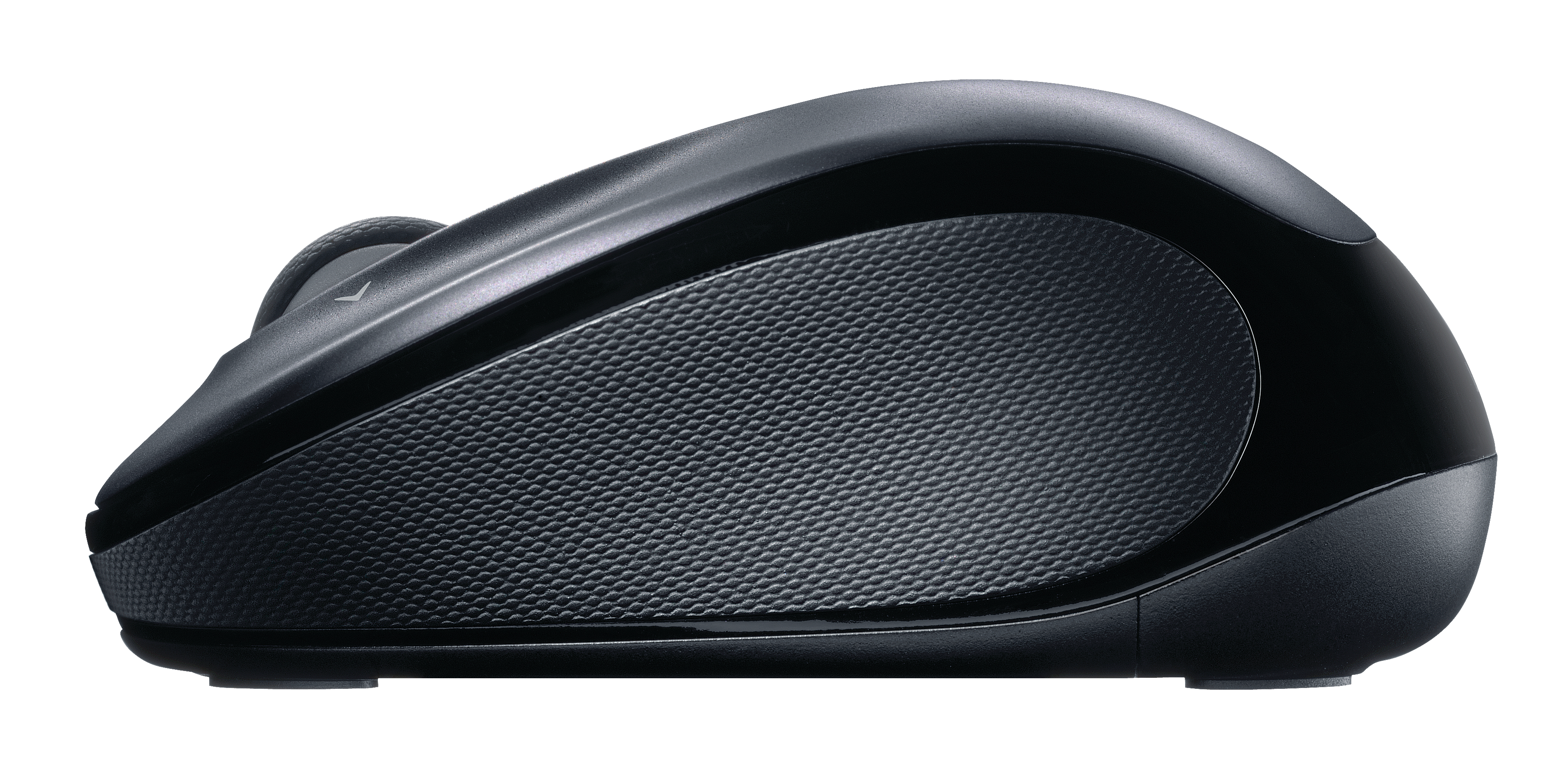 Schwarze Maus mit strukturierter Grifffläche und ergonomischem Design.