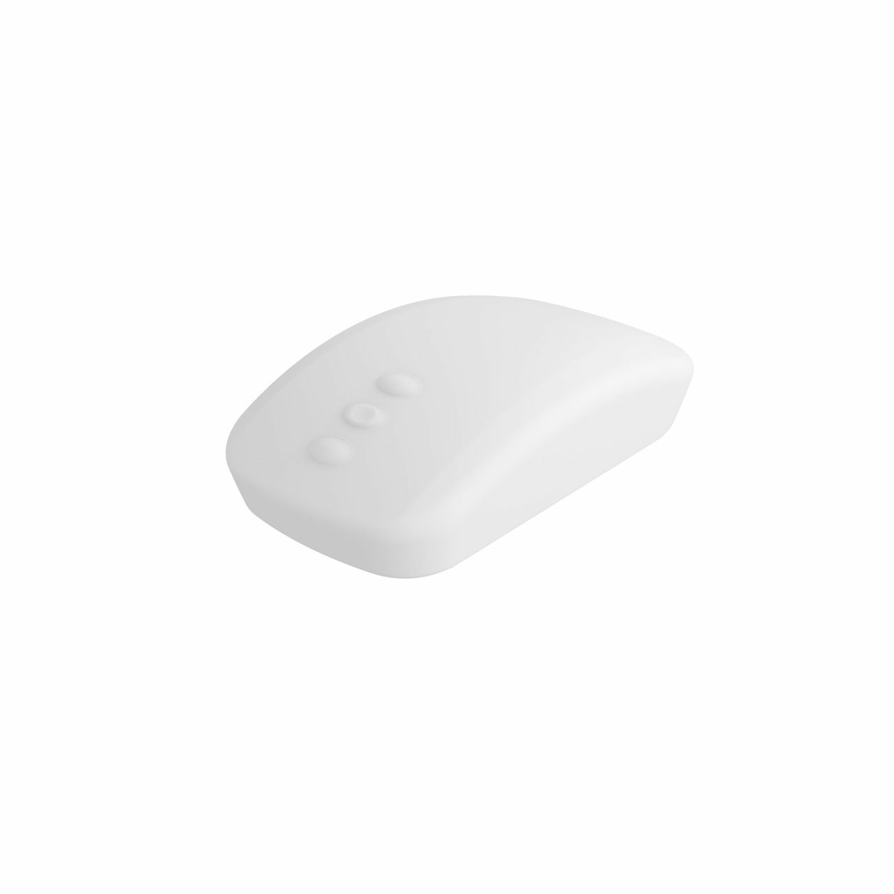 Mouse per computer bianco. Ha tre pulsanti e un design liscio e arrotondato. Isolato su bianco.