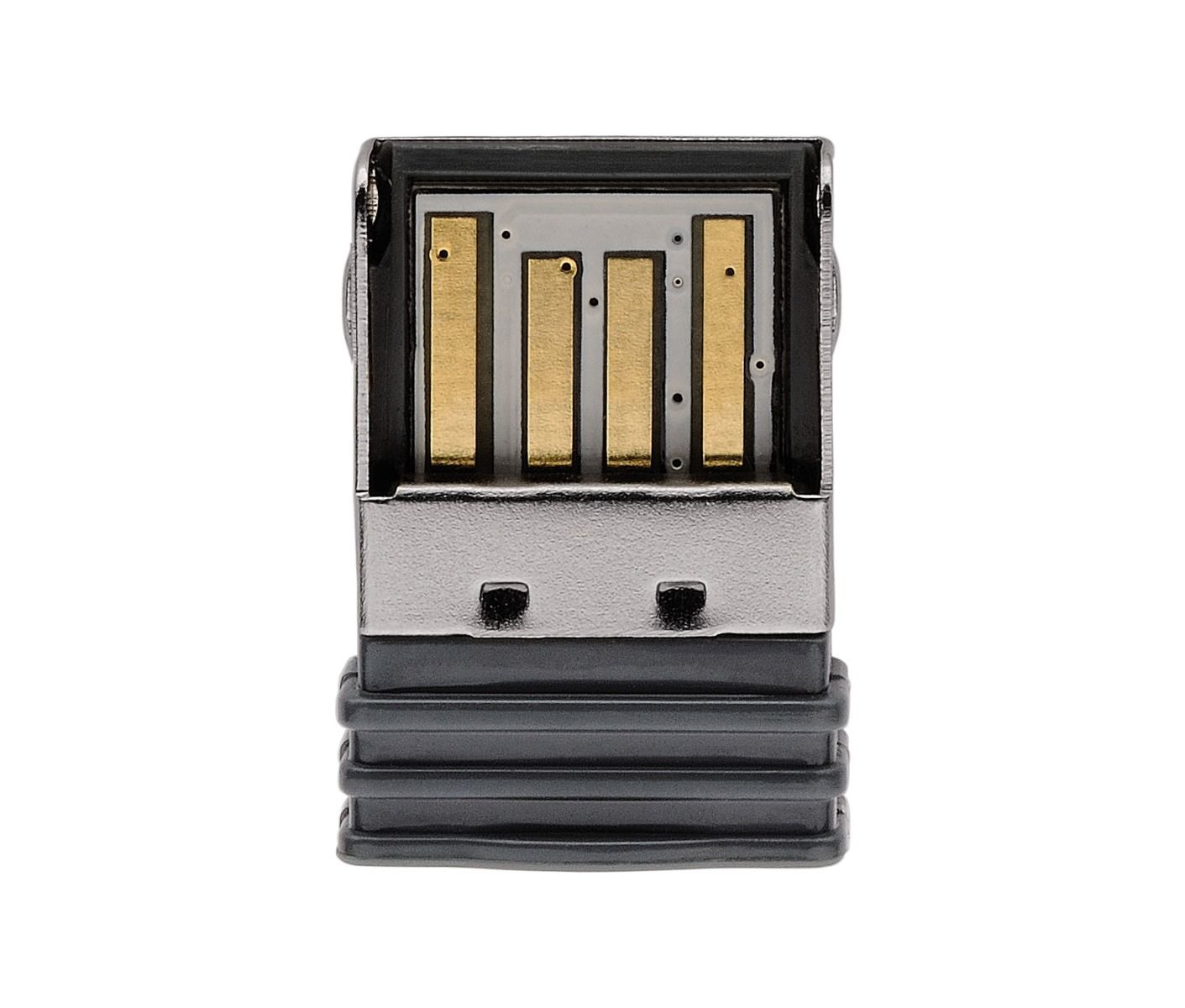 USB-ontvanger, close-up, met gouden connectoren, geïsoleerd op witte achtergrond.