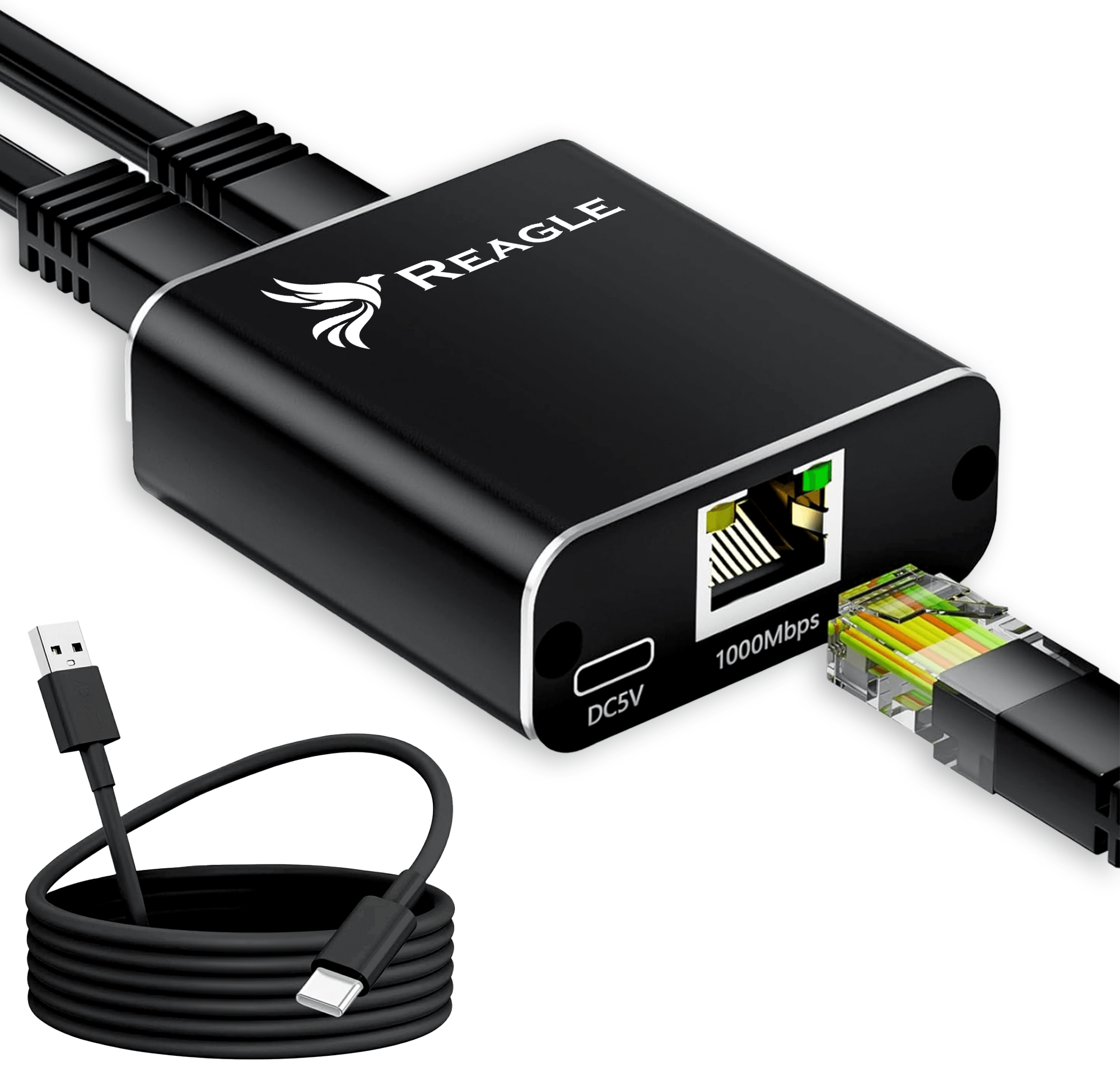 Splitter Di Rete RJ45 Wuedozue 1 A 2 Con Alimentazione USB | Adattatore Ethernet Per Cat5/5e/6/7 | 1000 Mbps