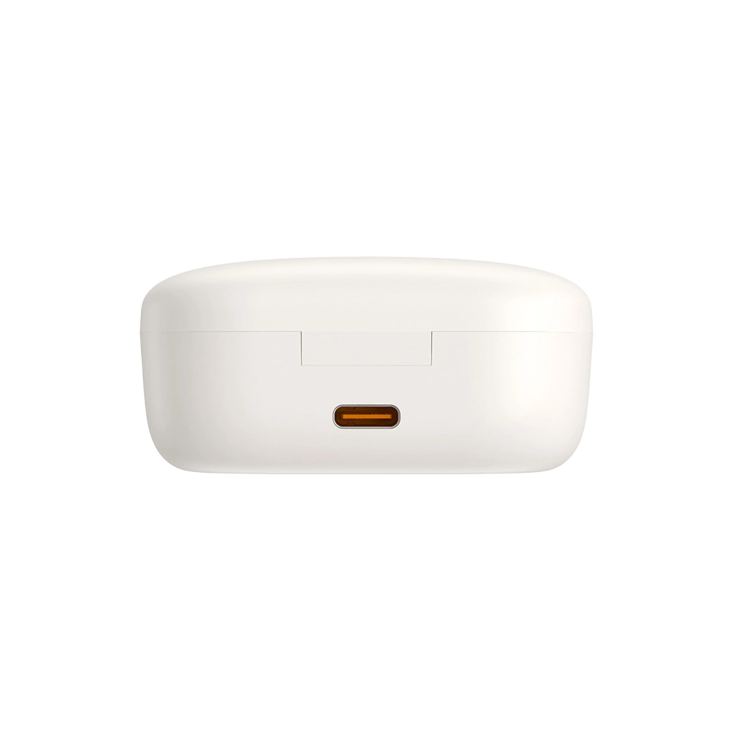 Ein weißes Ladecase für Ohrhörer mit USB-C-Anschluss. Das Case ist geschlossen und rechteckig.