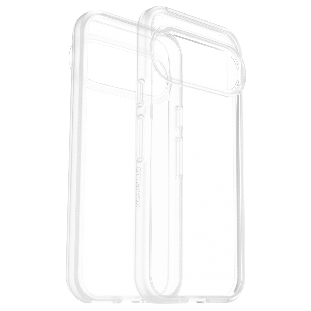 Custodie trasparenti per telefono, aperte per mostrare l'interno. Il marchio Otterbox è visibile.