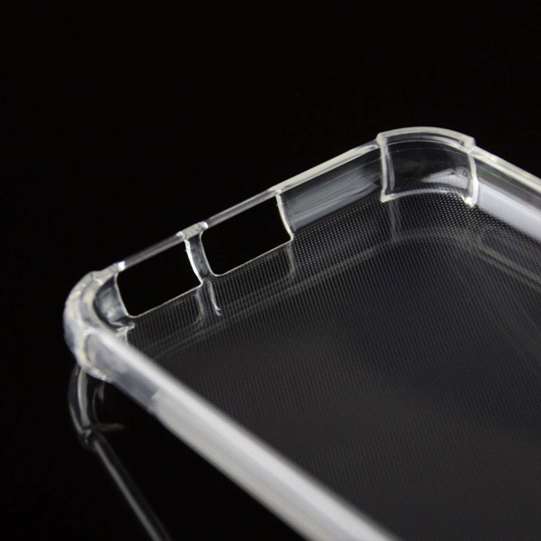 Transparente Handyhülle mit strukturierter Rückseite. Nahaufnahme.