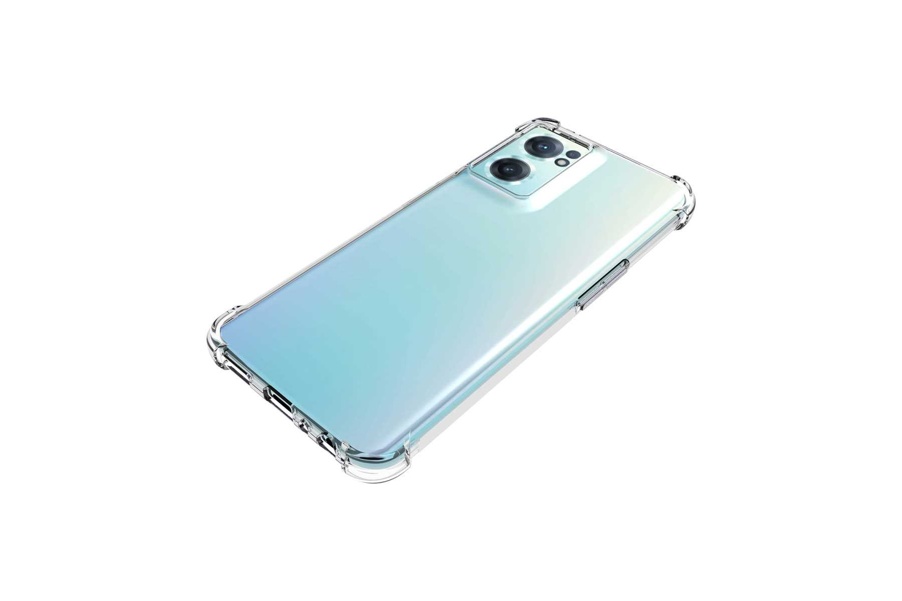 Ein Smartphone in einer transparenten Hülle wird auf weißem Hintergrund gezeigt.