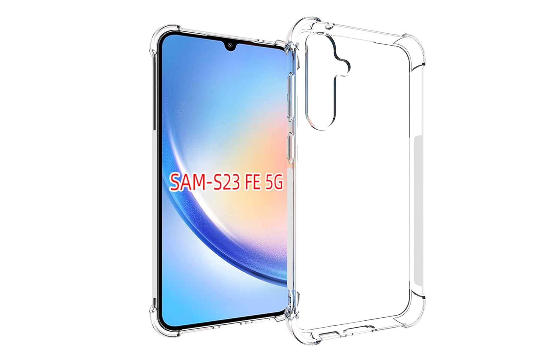 Transparente Handyhülle mit Telefon, mit Text SAM-S23 FE 5G.