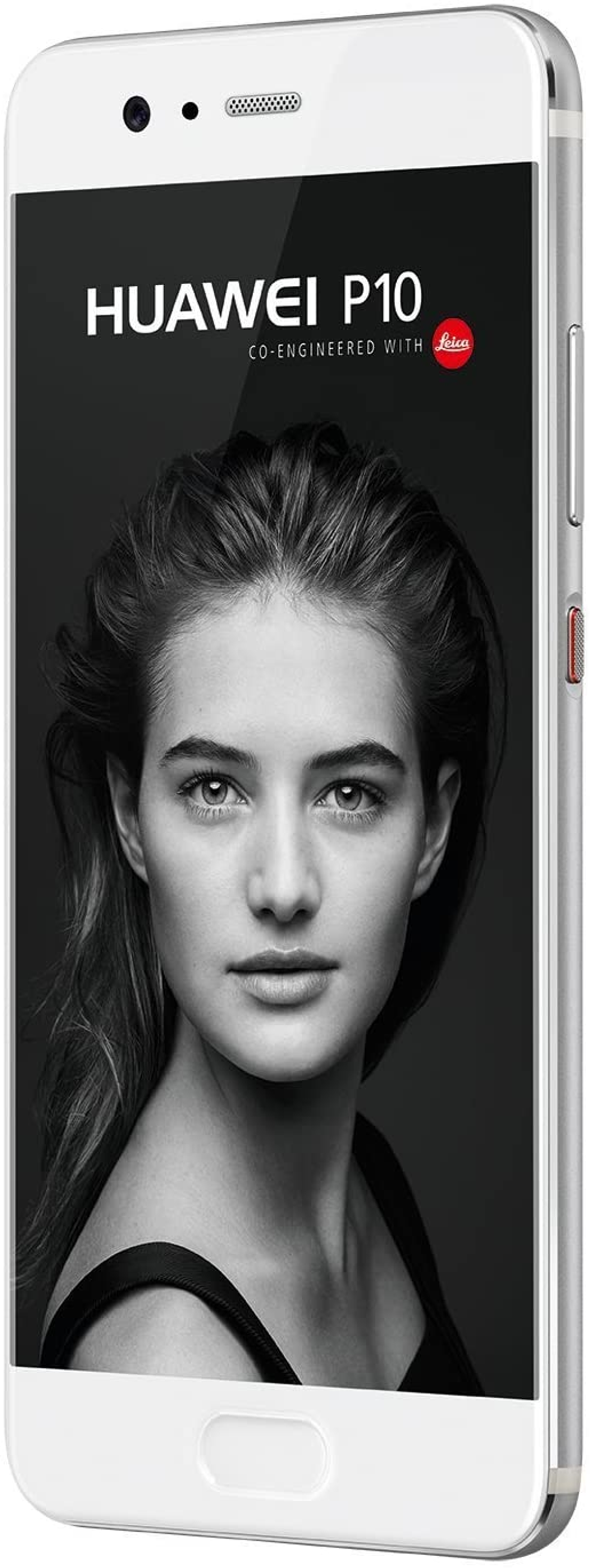 Uno smartphone bianco con il volto di una donna sullo schermo. Il telefono ha una cornice argentata.