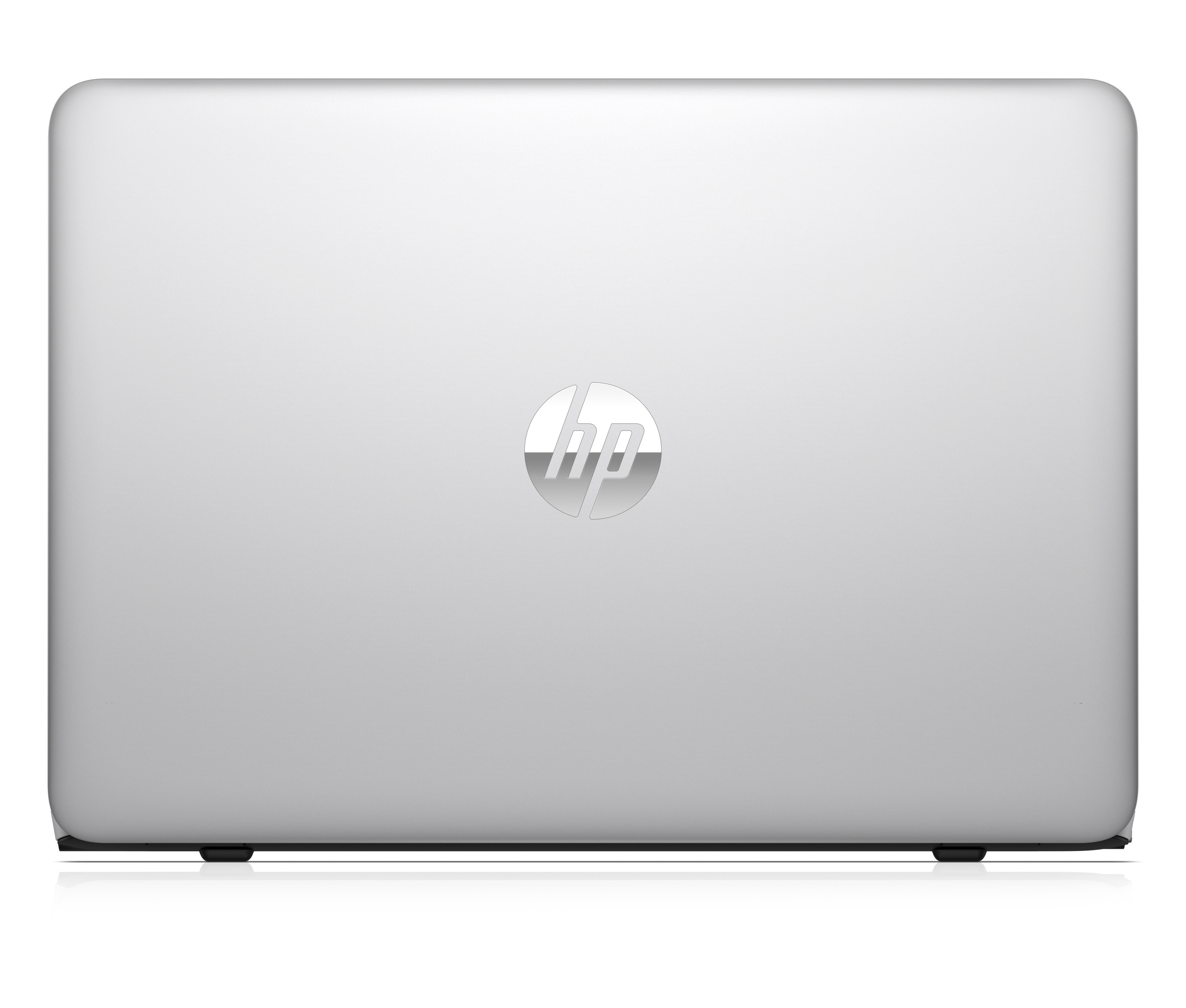 Silberner Laptop mit sichtbarem HP-Logo. Der Laptop ist geschlossen.