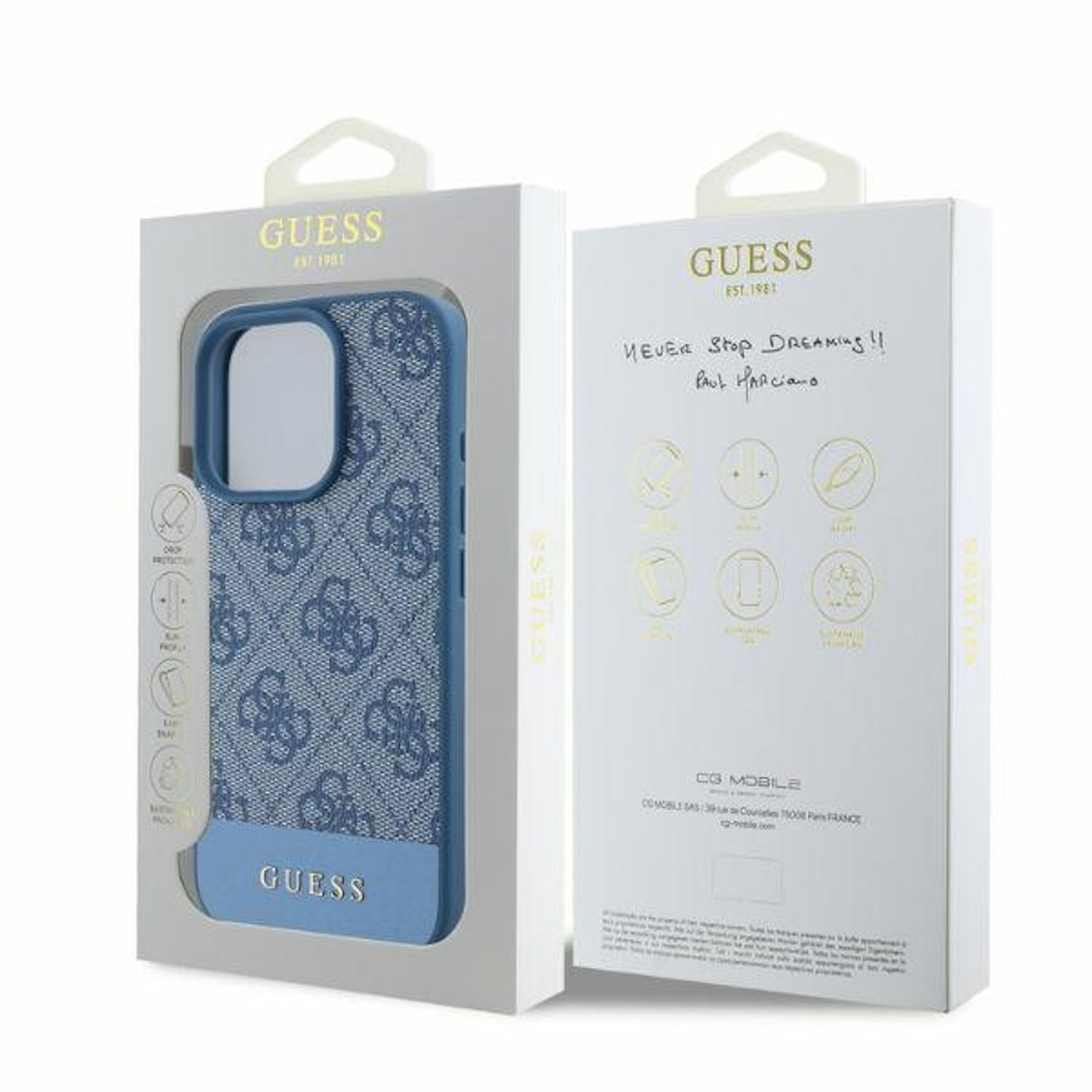 GUESS Design 4G Bottom Stripe Hlle, Backcover, Apple, iPhone 16 Pro Max,  Blau | SATURN