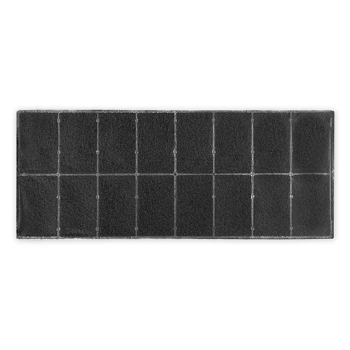 Schwarzer rechteckiger Luftfilter mit Gittermuster.