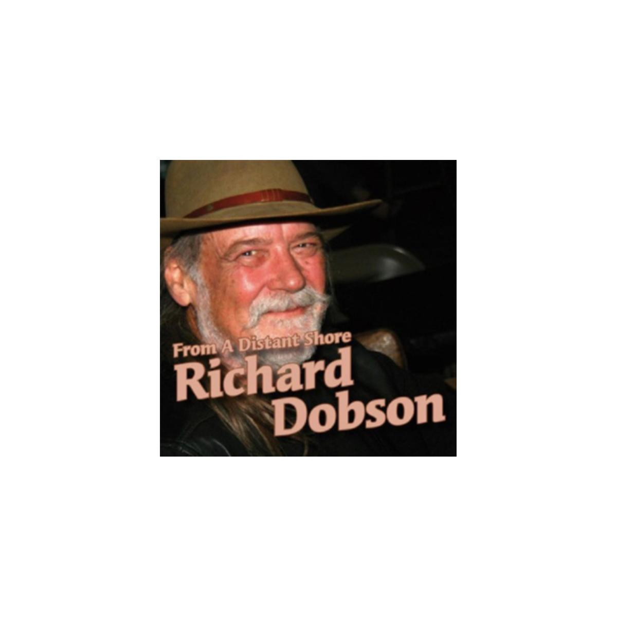 Albumhoes voor Richard Dobson. Een man met een hoed. De tekst luidt 'From A Distant Shore'.