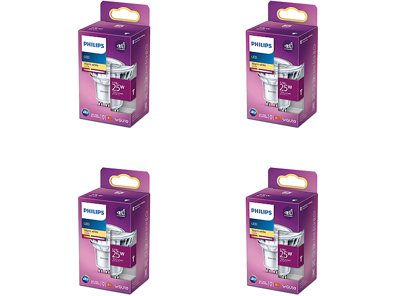 Philips LED Spot (P-3,5W (35W), GU10, warm wit, 3 stuks) - Ledlampen
