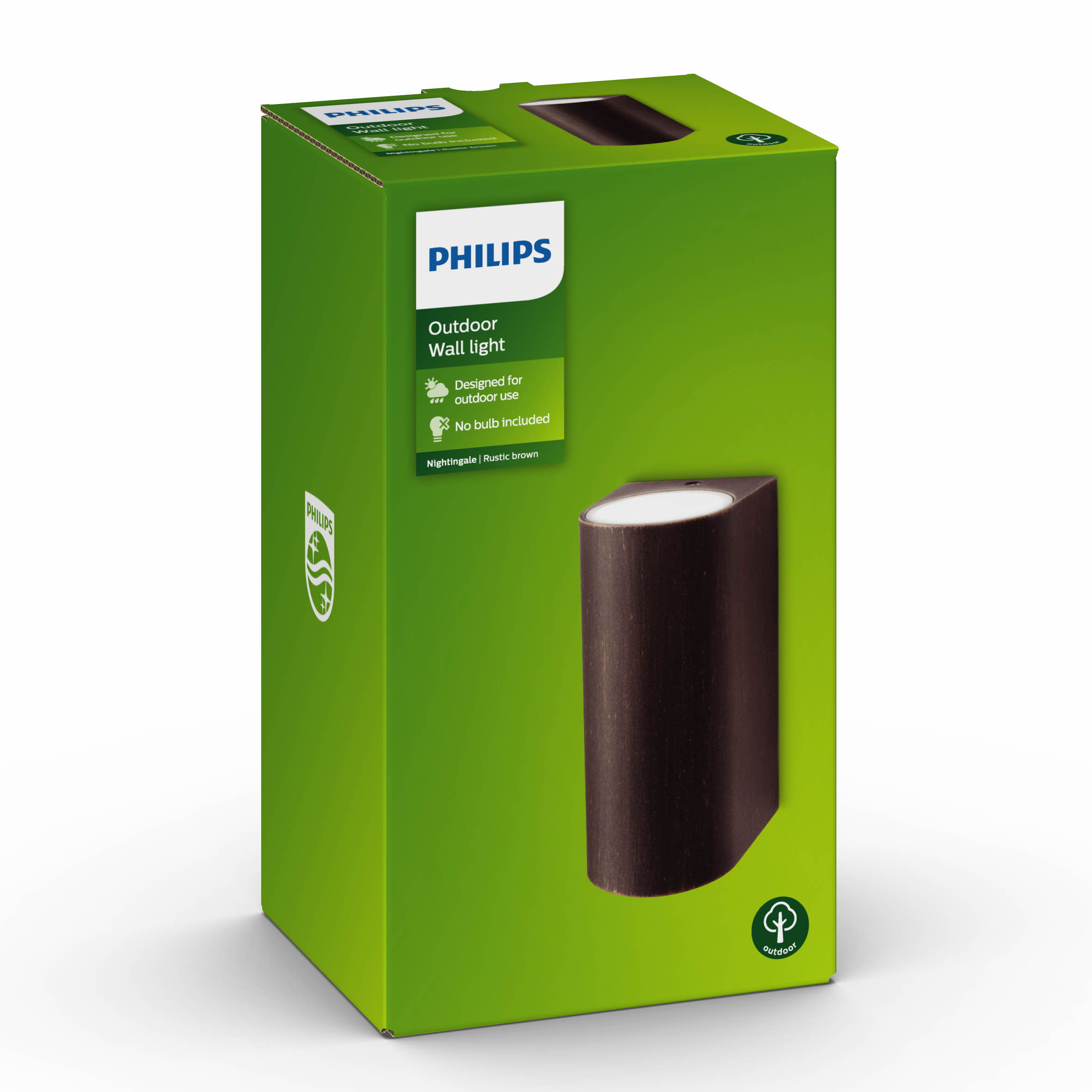 Philips Hue Bridge Box, weißes Quadrat mit Philips-Logo und Griff.