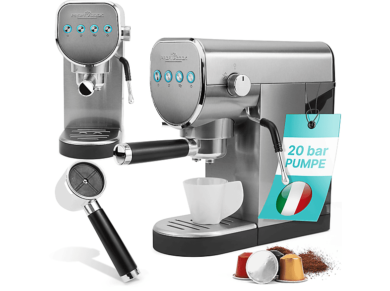PROFICOOK PC-ES-KA 1265 Espresso-Siebträgerautomat Silber