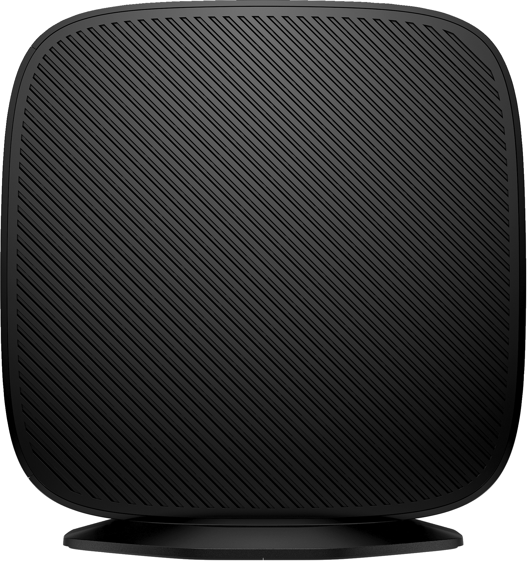 Caricatore wireless nero, rettangolare e con motivo. Ha linee diagonali e una base piatta.