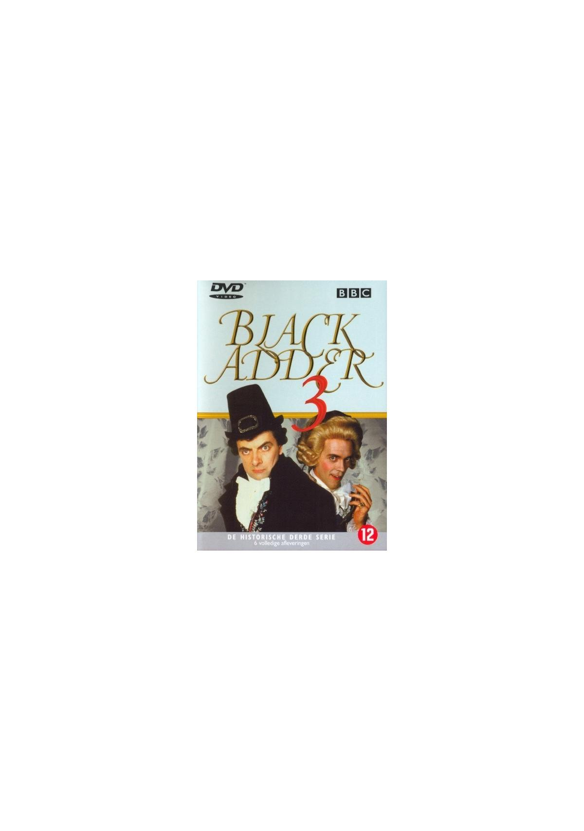 DVD-hoes: Twee mannen in historische kleding, titel 'Blackadder'.