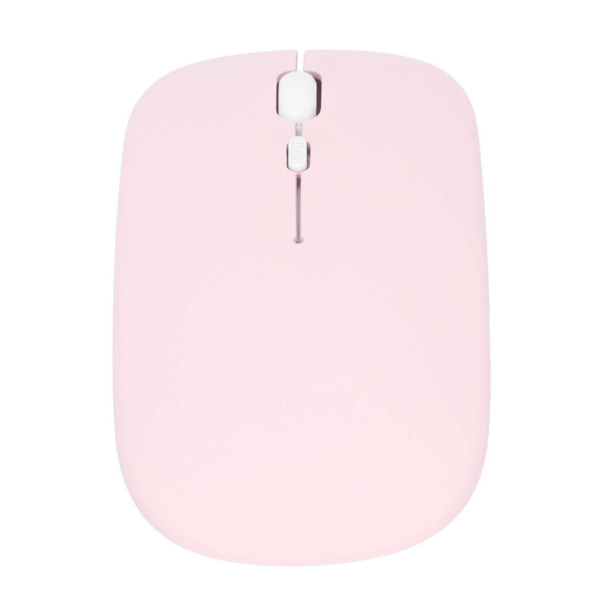 Rosa kabellose Maus. Einfaches Design mit Scrollrad und Taste. Weißer Hintergrund.