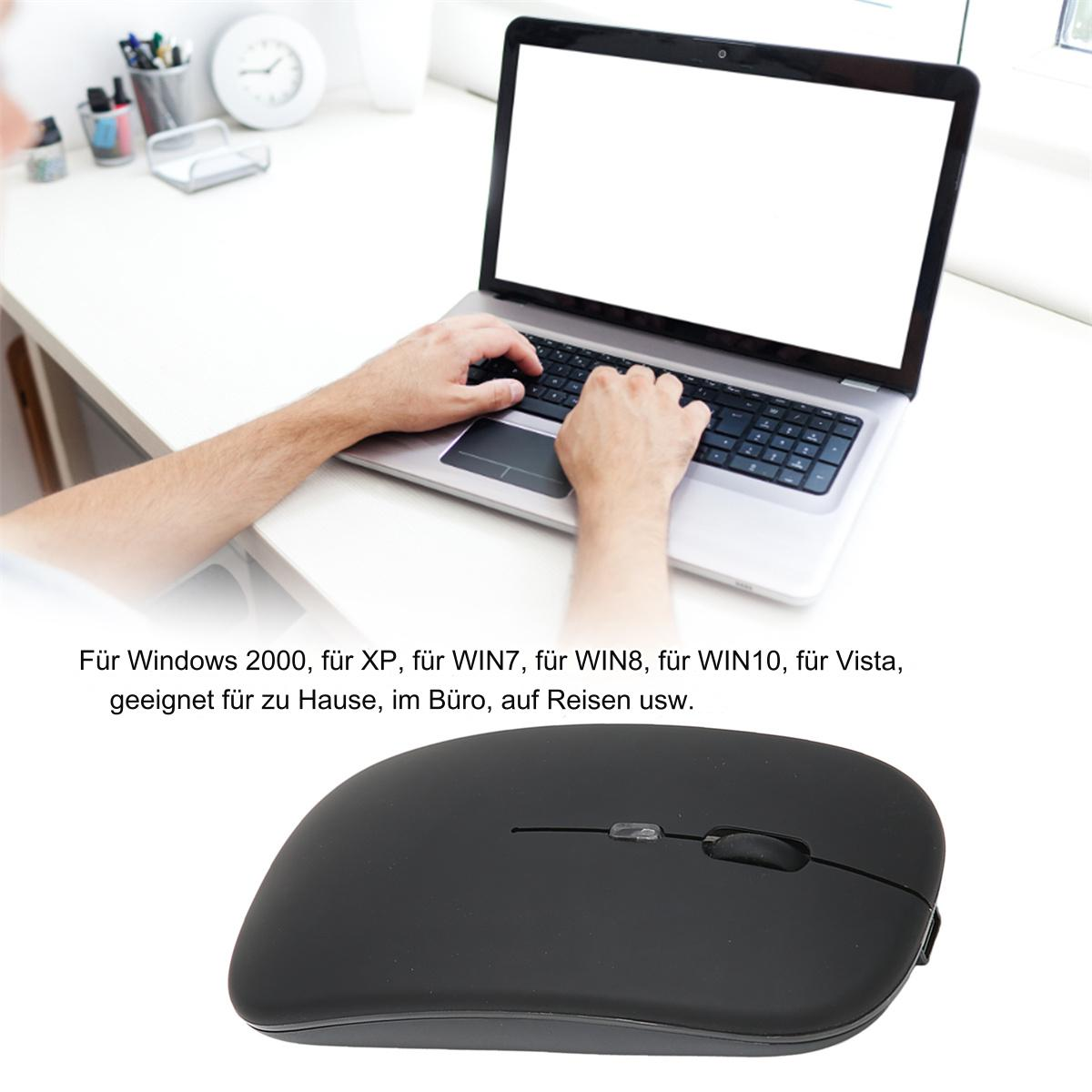 Hände tippen auf einem Laptop, im Vordergrund eine schwarze Maus. Text beschreibt die Produktverwendung.