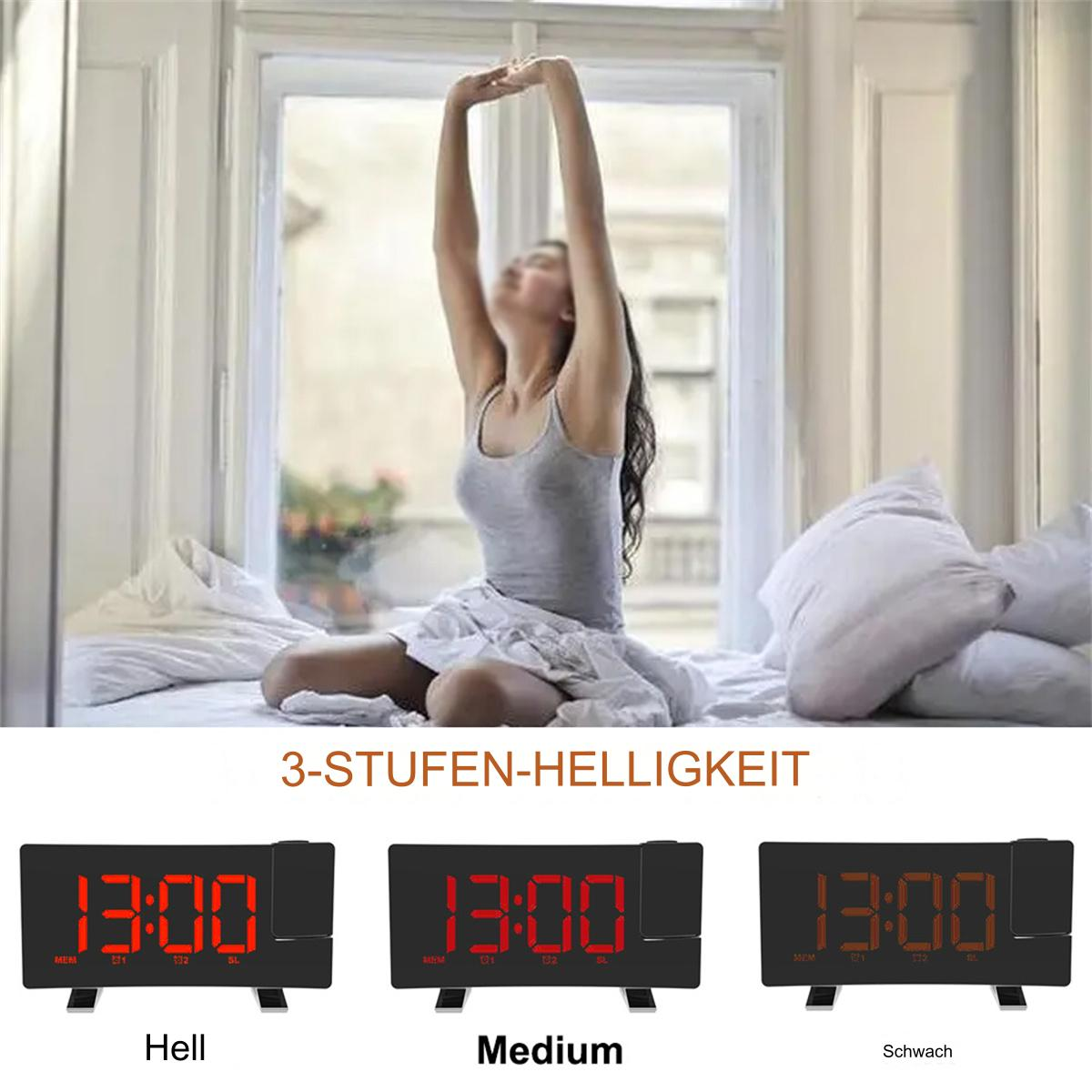 Person dehnt sich vor einem Fenster mit Digitaluhren, die die Zeit anzeigen.