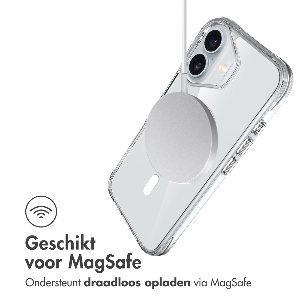IMOSHION Rugged Air MagSafe case - Geschikt voor Apple iPhone 16 - Telefoonhoesje voor Apple iPhone 16 Transparant