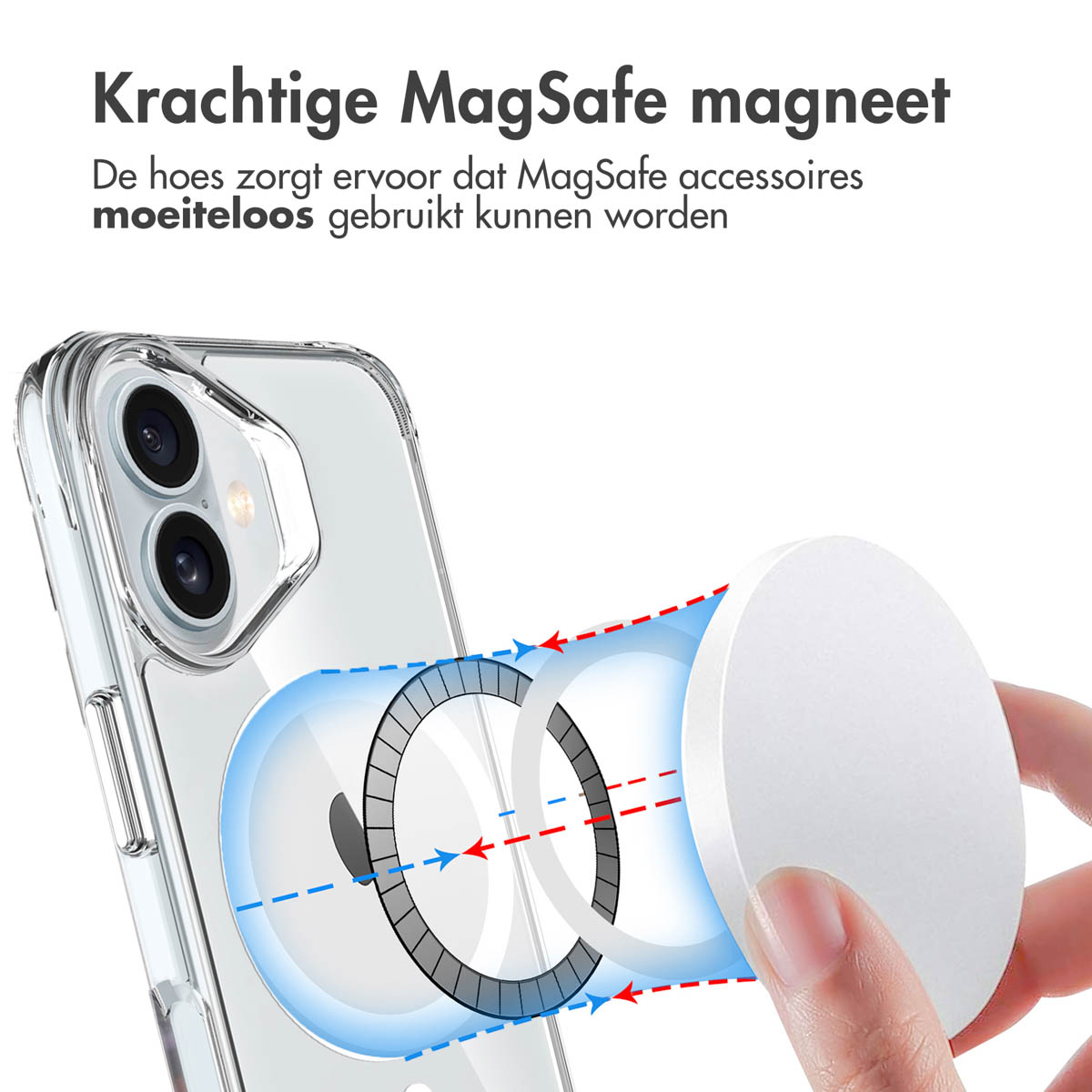 IMOSHION Rugged Air MagSafe case - Geschikt voor Apple iPhone 16 - Telefoonhoesje voor Apple iPhone 16 Transparant