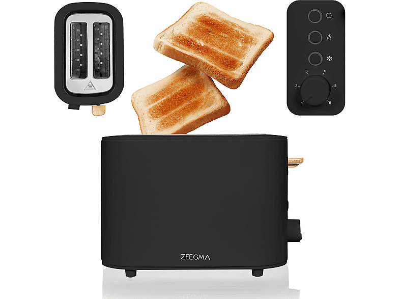 ZEEGMA TOSTEE WOOD Toaster Schwarz (820 Watt, Schlitze: 2)