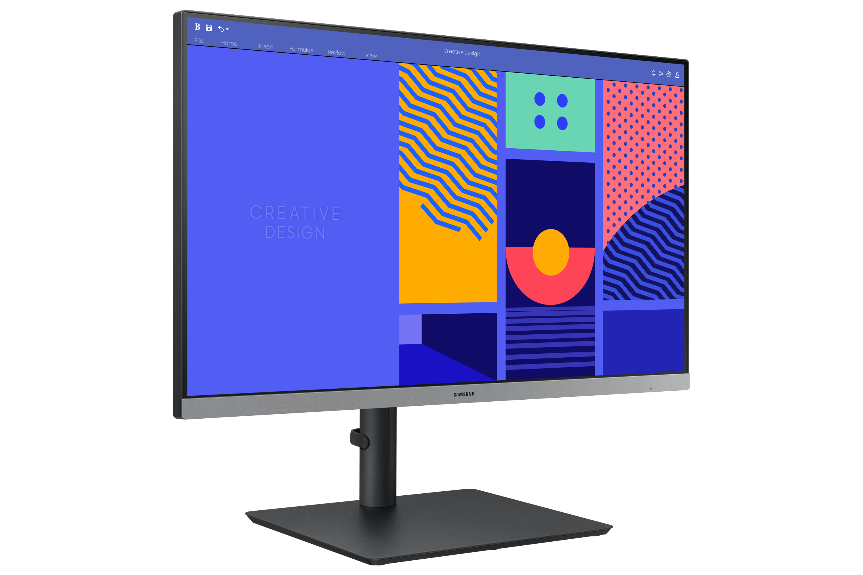 Un monitor muestra un diseño creativo en pantalla.