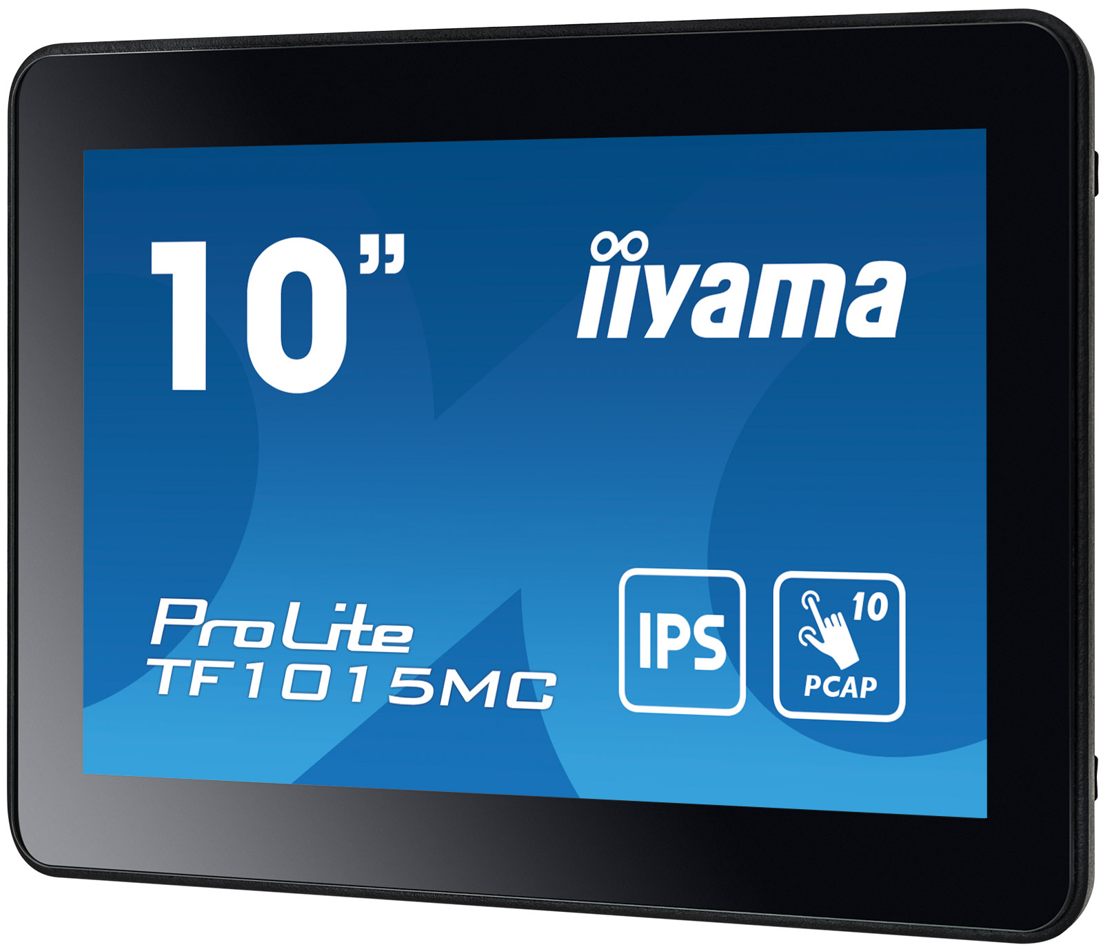 10-calowy czarny tablet z marką 'iiyama' i tekstem 'ProLite TF1015MC' na ekranie.