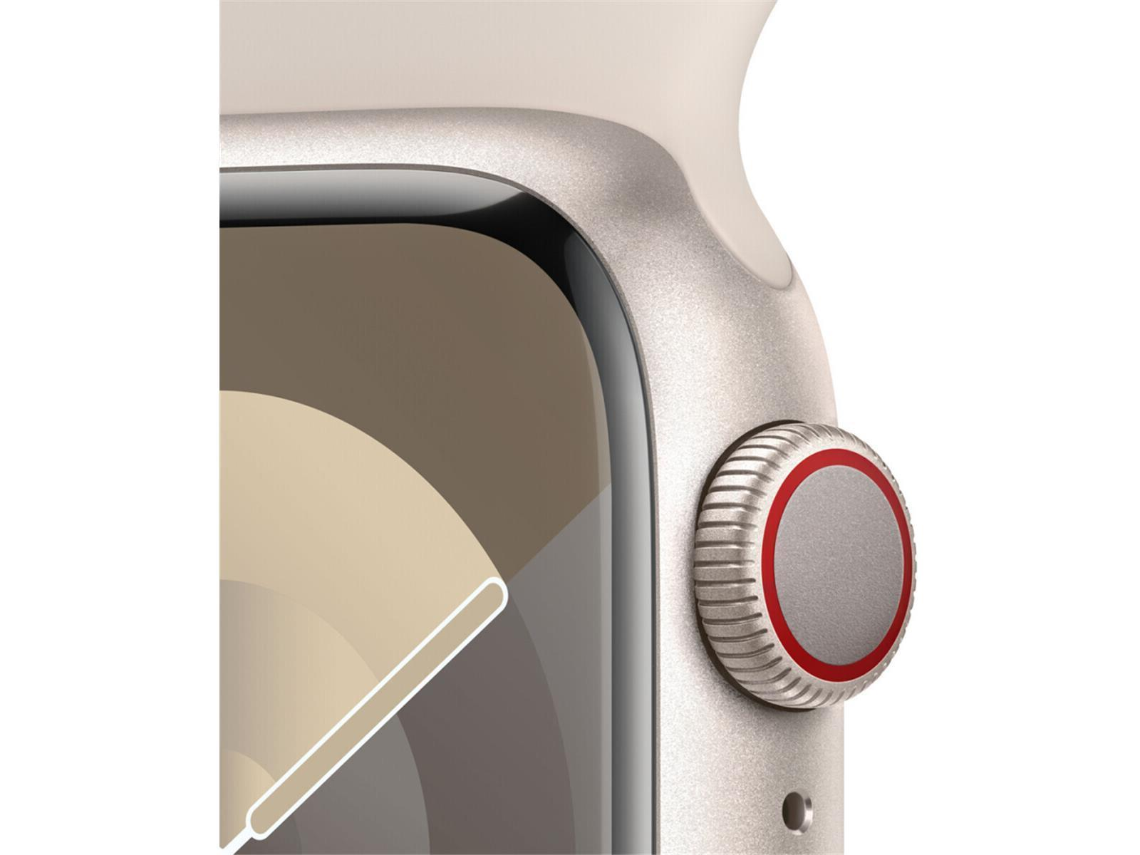 Close-up van een smartwatch, zijaanzicht. De wijzerplaat heeft een touchscreen en een draaiknop.