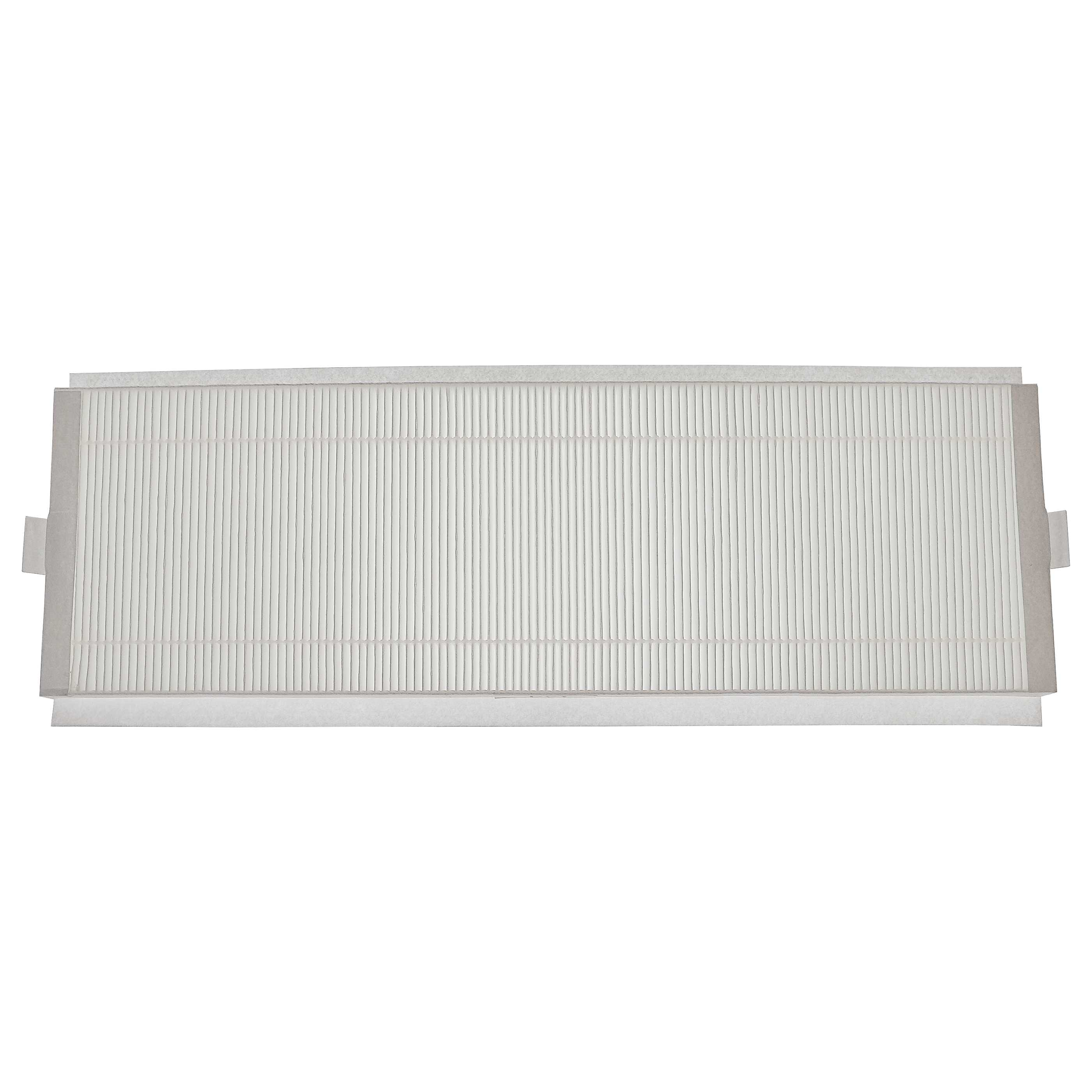 Weißer Luftfilter mit rechteckiger Form und plissiertem Design.