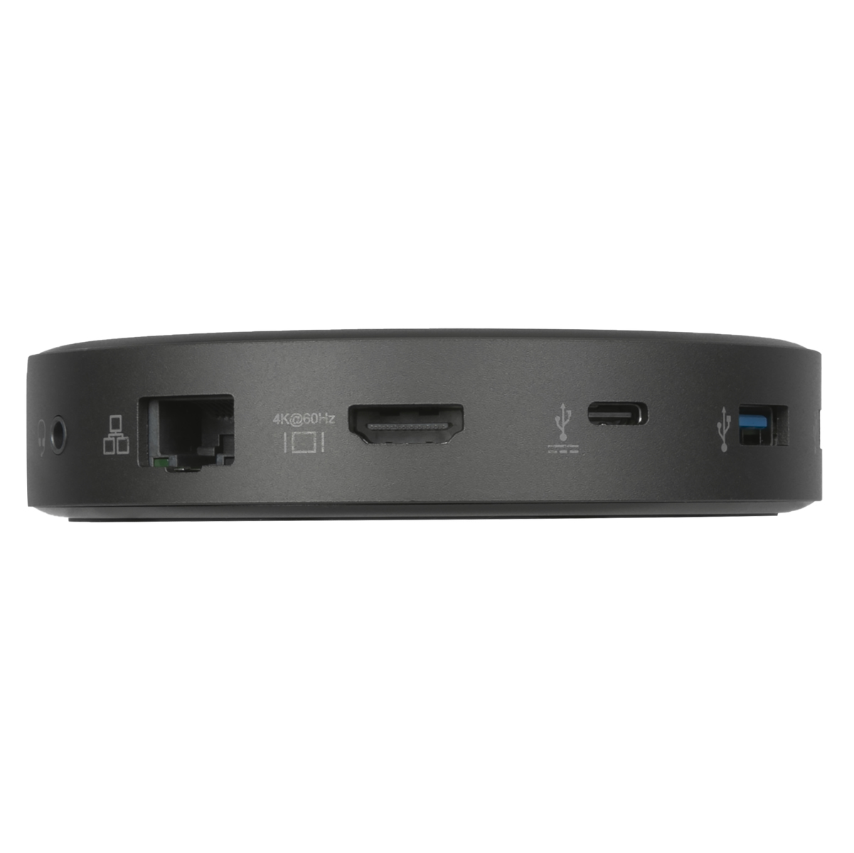 Dispositivo nero con varie porte: audio, rete, HDMI, USB. Testo: 4K@60Hz.