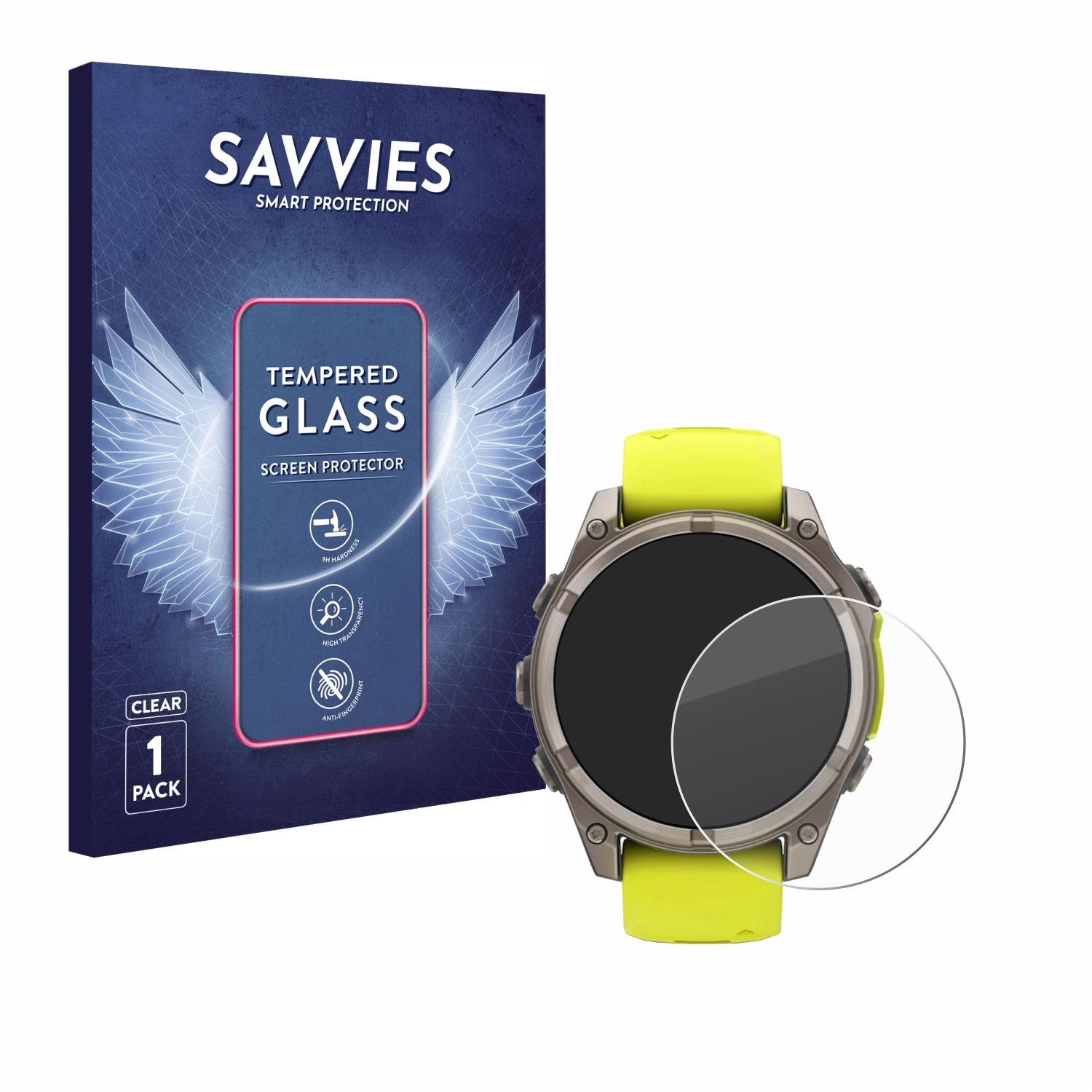 Savvies Pellicola In Vetro Temperato Per Garmin Fenix 7S Pro Solar (42 Mm) - Durezza 9H, Anti Graffio, Ant Impronta