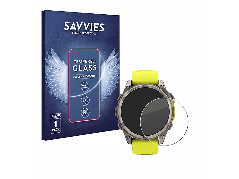 SAVVIES 9H klares Schutzglas (für Garmin Fenix 8 Solar (47 mm))