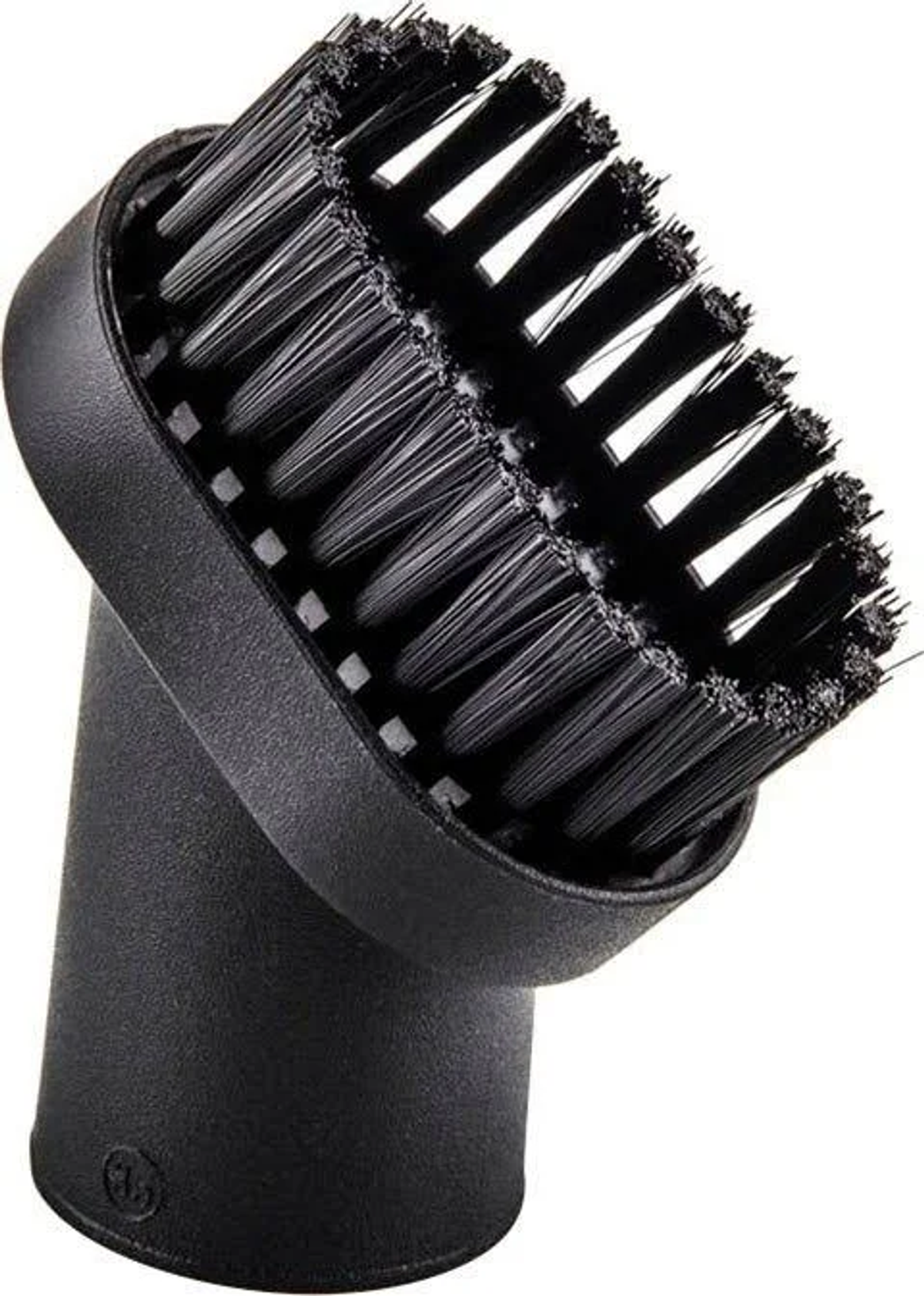Czarna głowica szczotki do odkurzacza z włosiem. Kątowa konstrukcja do czyszczenia.