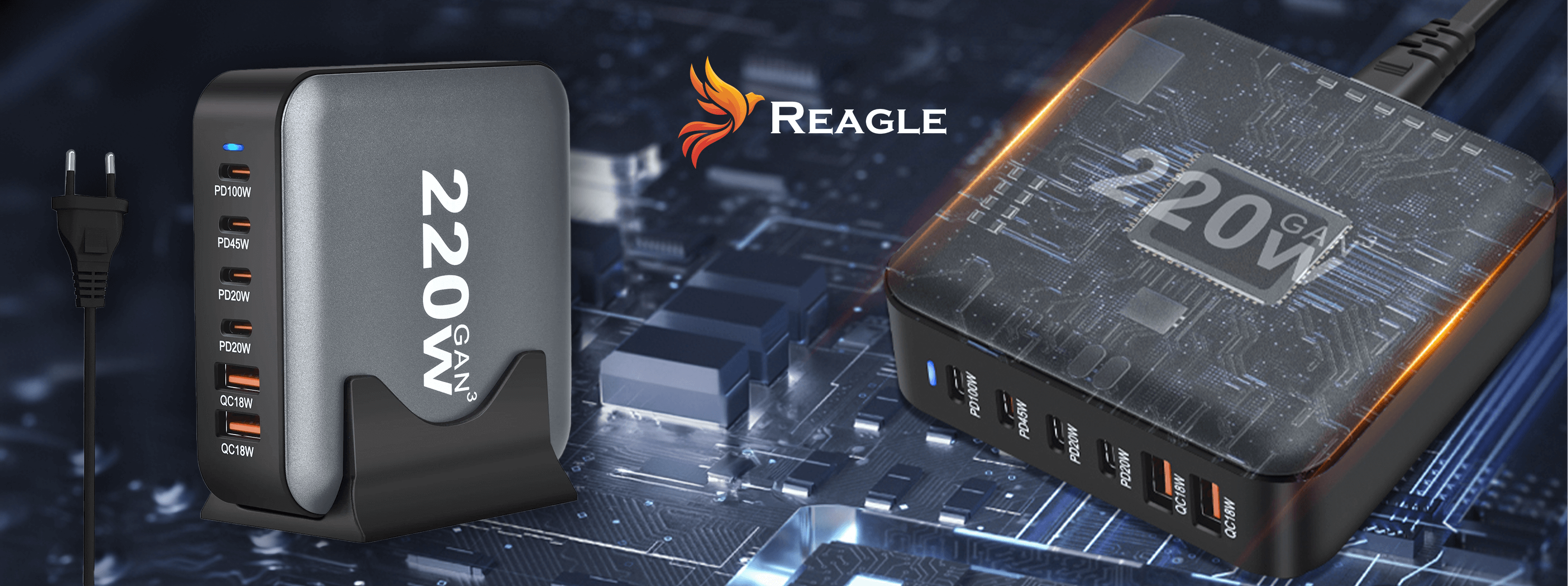 Dwa zasilacze. Jeden jest szary, a drugi czarny, oba wyświetlają swoją moc w watach.