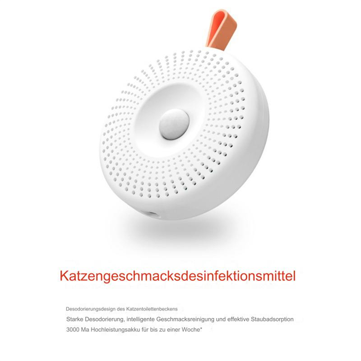 Weißer Deodorant mit Ringform und oranger Schleife. Weißer Hintergrund.