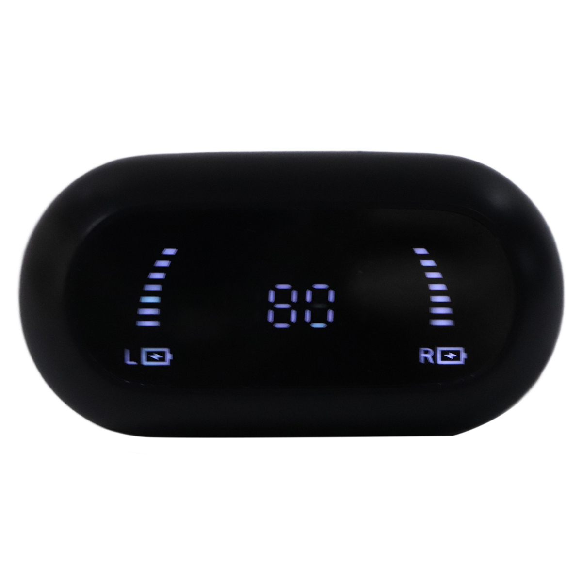 Ein schwarzes Gerät mit einem Display, das 80 und Balken anzeigt. Das Gerät ist wahrscheinlich ein Parksensor.