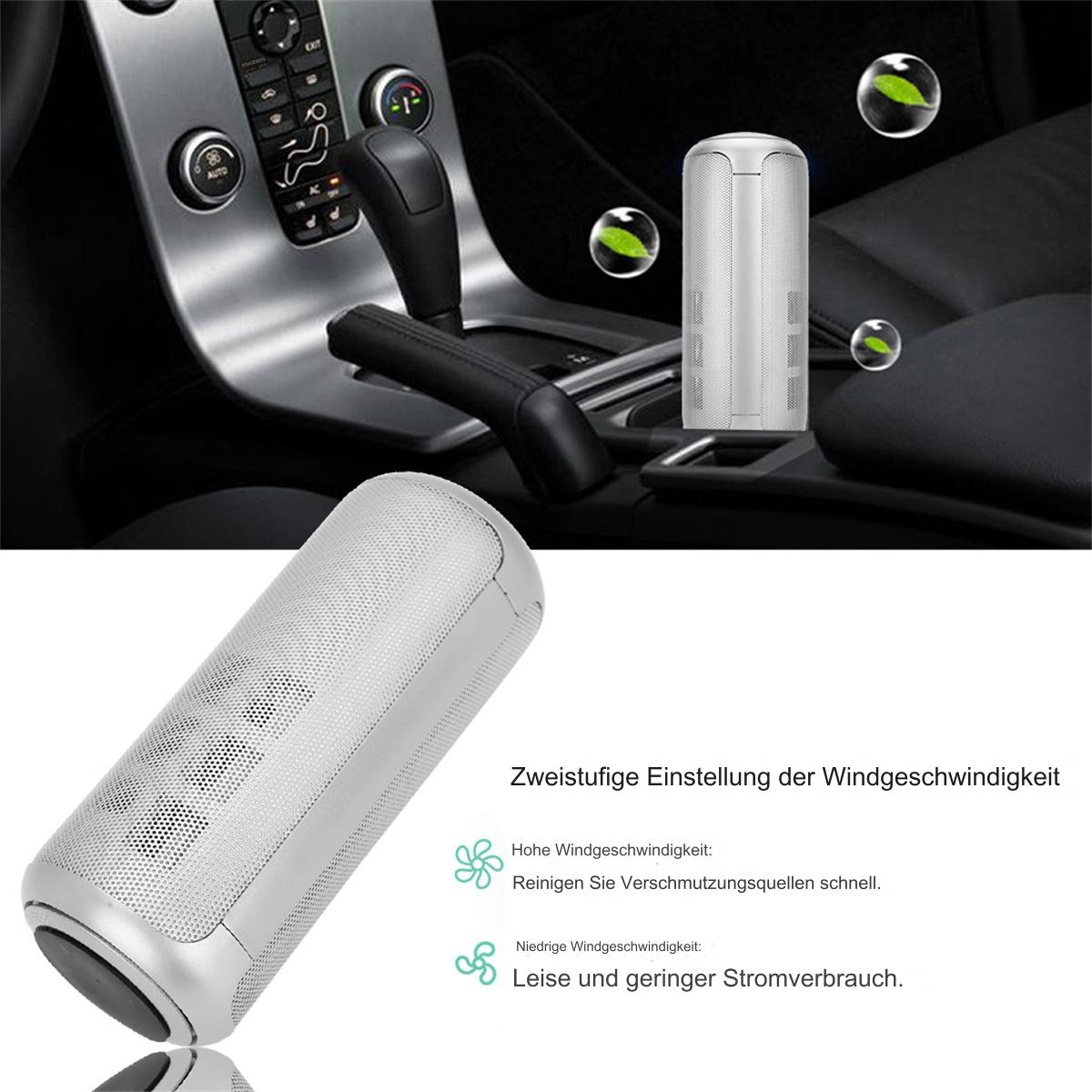 Ein Lufterfrischer im Auto, mit Blasen und Text über die Windgeschwindigkeitseinstellungen.